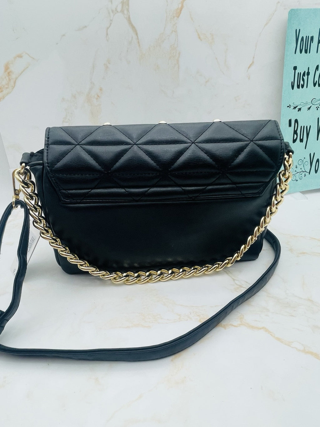 Guess Glimmer Flap Convertible Clutch, - Black