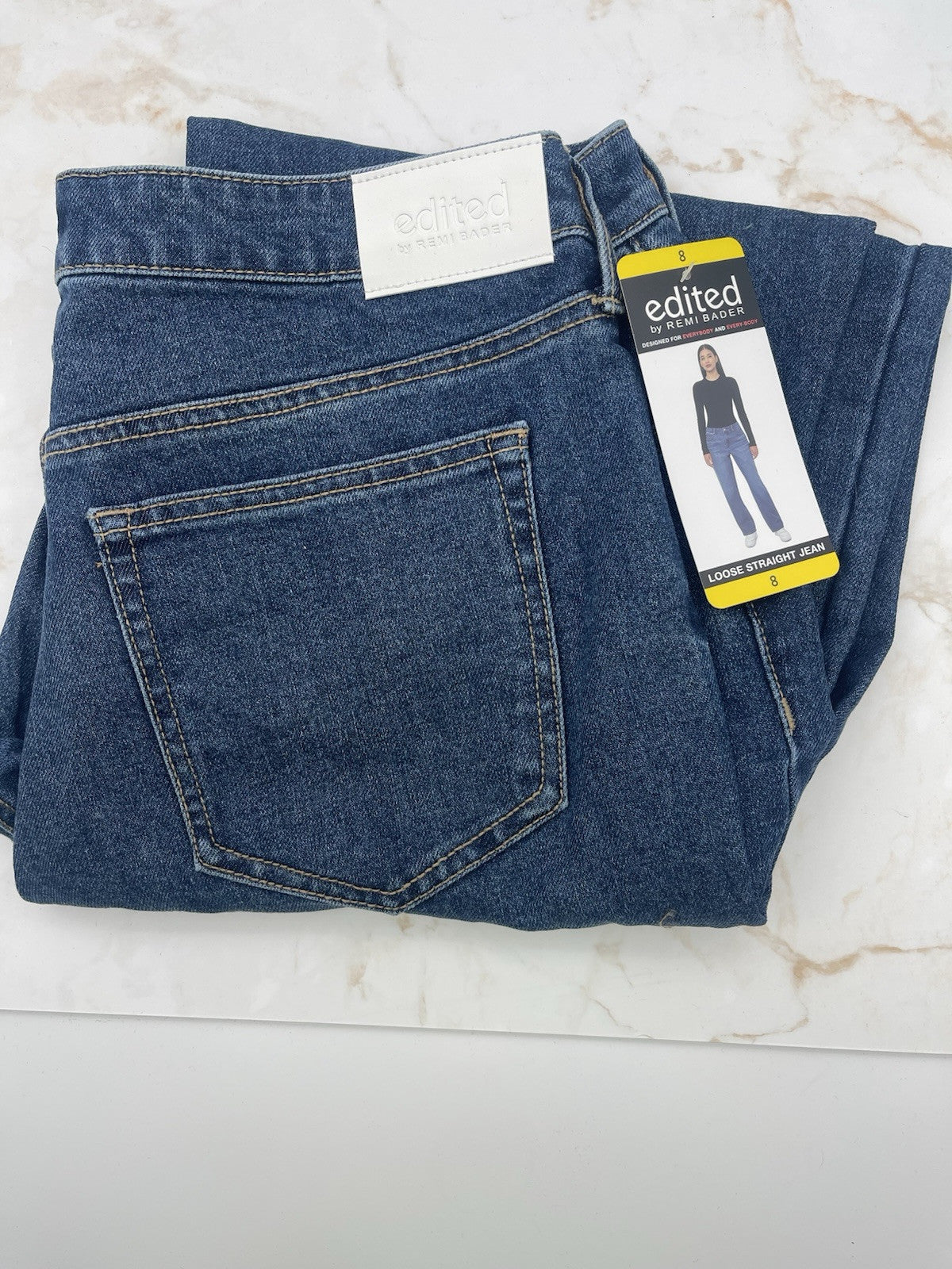 Edited by Remi Bader Women's  Size 8 Loose Straight Jean Blue Confident