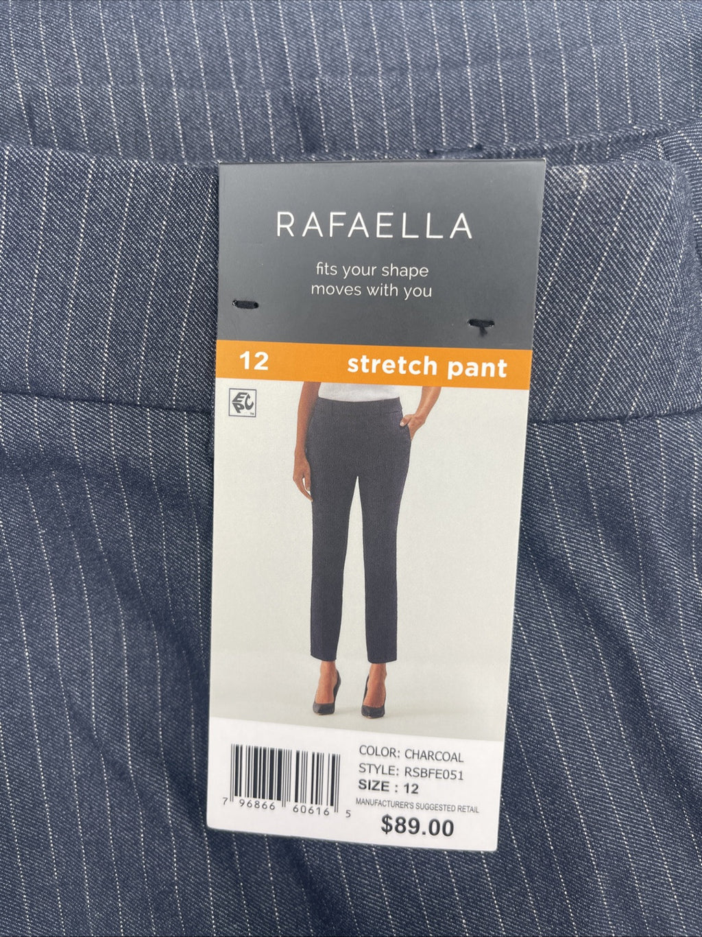 Rafaella Women’s Pull-On Belt Loops Functional Pockets Stretch Ankle Pant Sz 12