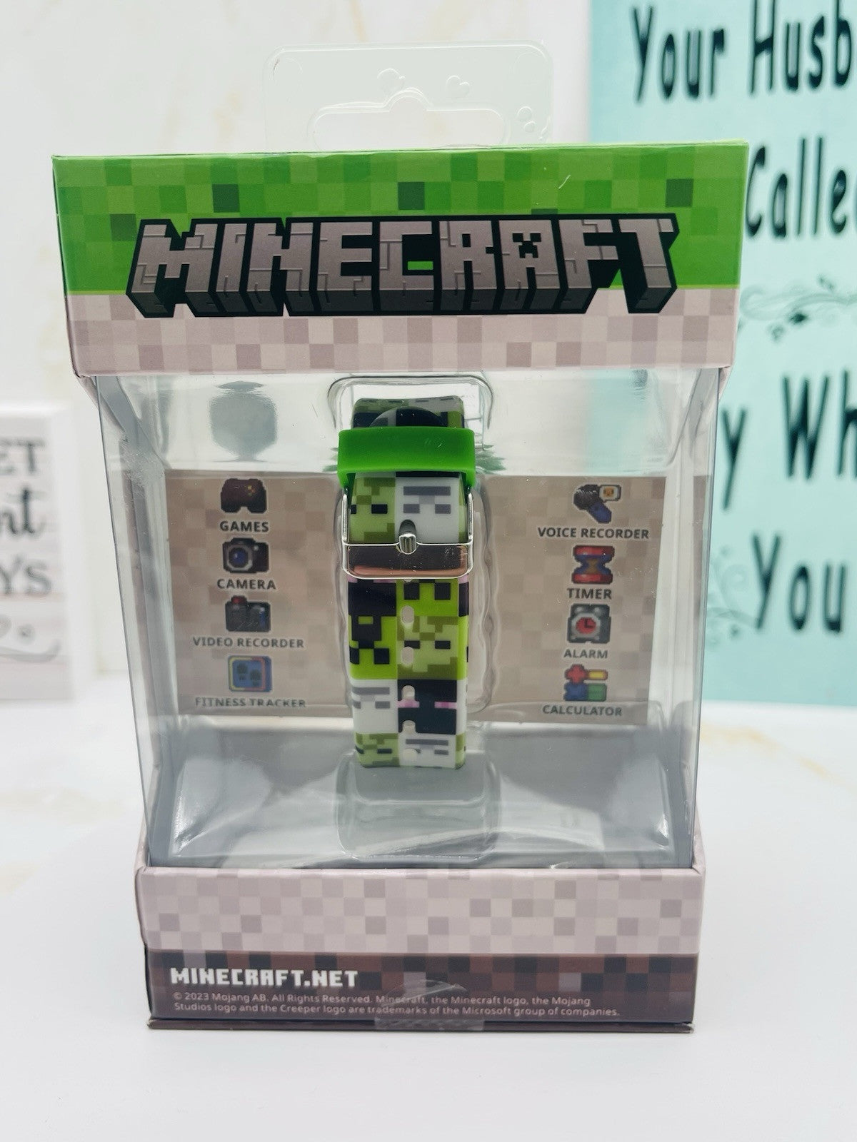 Minecraft Creeper LED Kid's Watch With Silicone Band Green