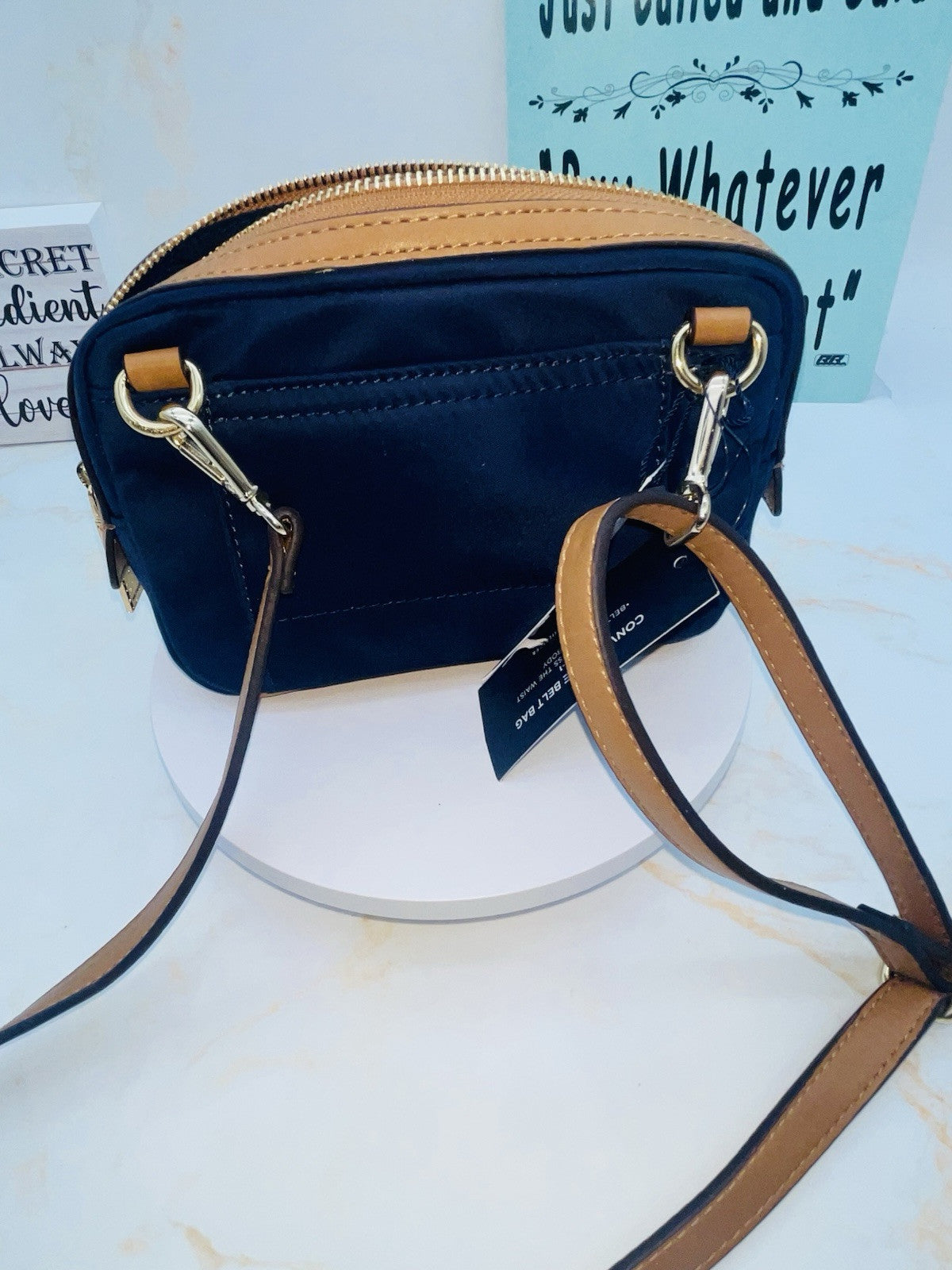 Tommy Hilfiger Julia Convertible Nylon Belt Bag Crossbody Blue/Tan JULIA NWT