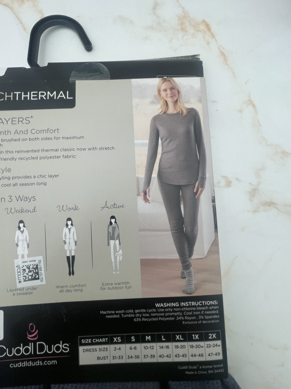 Women's Cuddl Duds® Stretch Thermal Long Sleeve Crew Top S