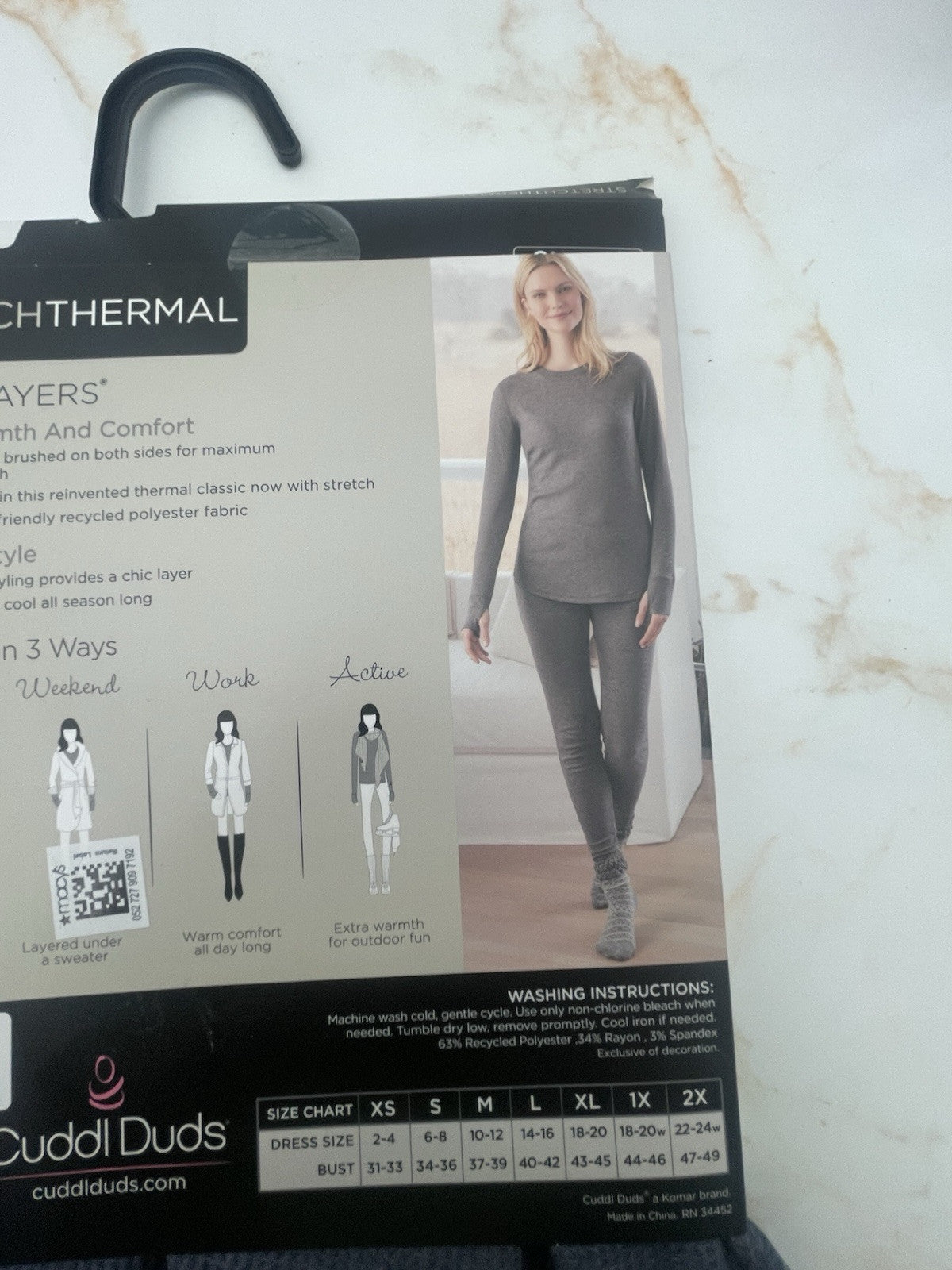 Women's Cuddl Duds® Stretch Thermal Long Sleeve Crew Top S