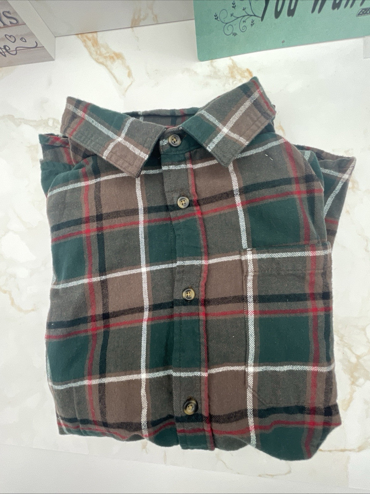 Eddie Bauer Men's 100% Cotton Easy Care Warm Brushed Twill Flannel Shirt Size L