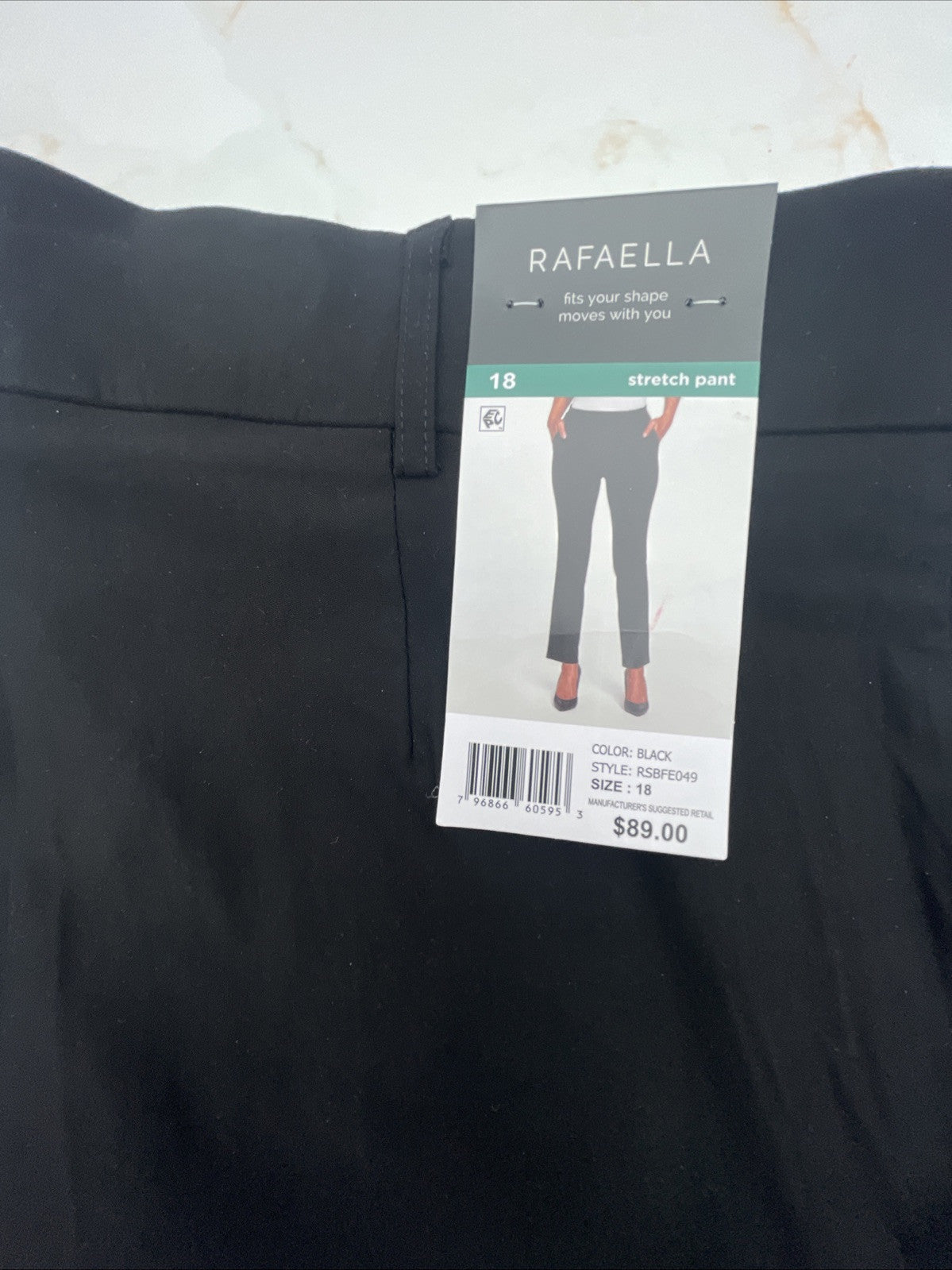 Rafaella Women's Pull-On Stretch Ankle Pant Size 18 Black