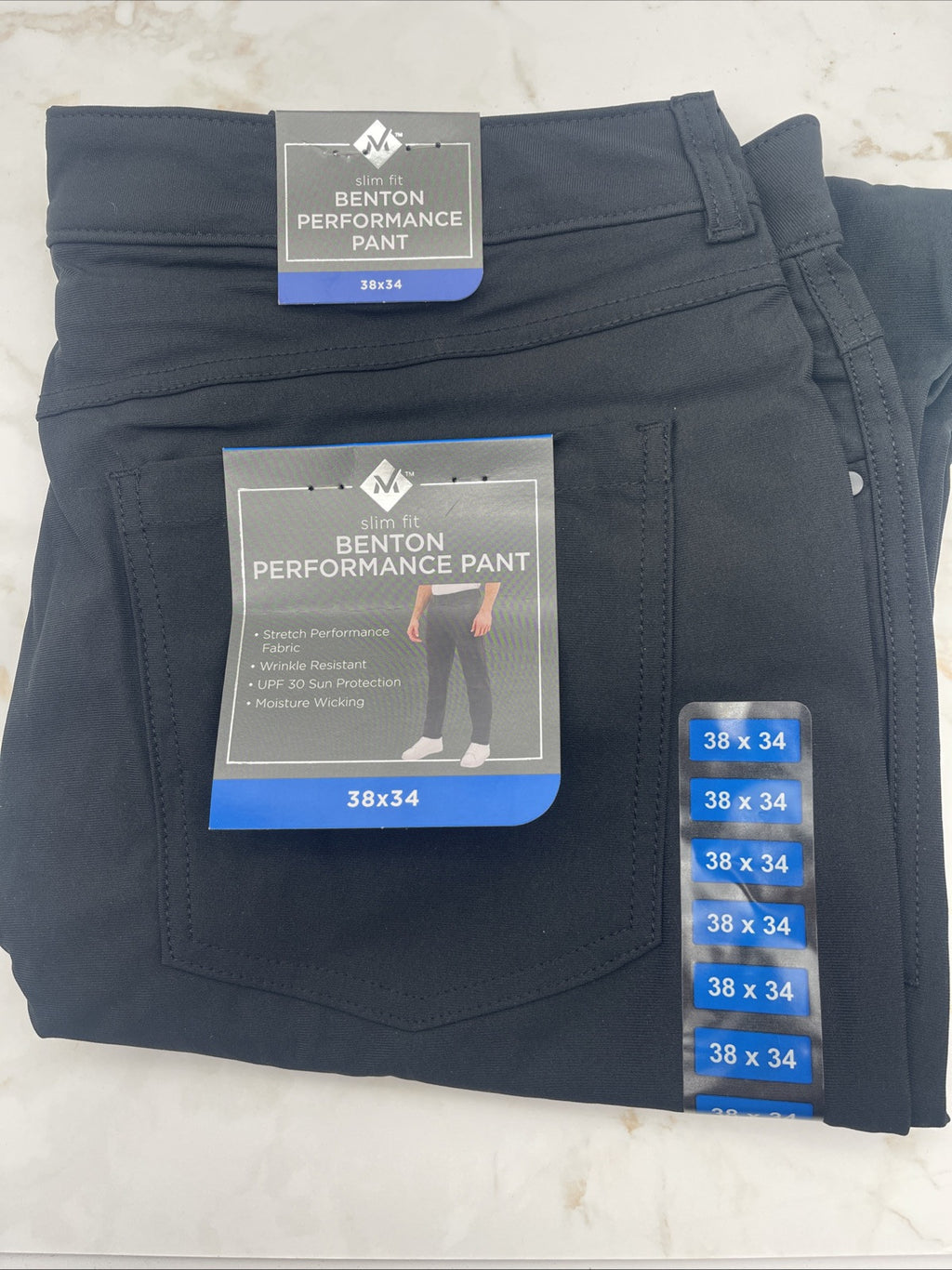 Member's Mark Men's Benton Performance Pant Slim Fit - Black - Size 38x34