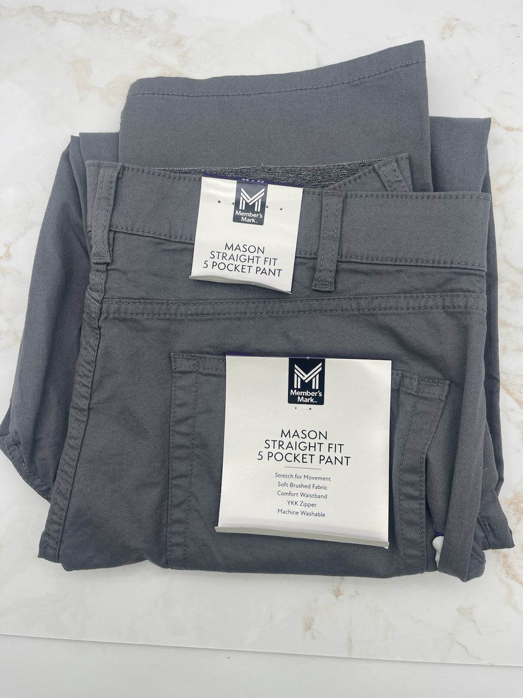 Member's Mark Straight Fit Mason 5 Pocket Pant Size 34x32 Grey Flannel