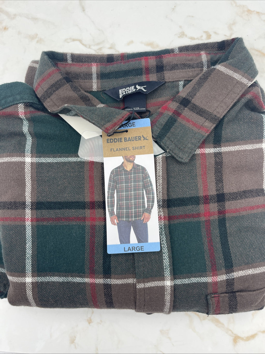 Eddie Bauer Men's 100% Cotton Easy Care Warm Brushed Twill Flannel Shirt Size L