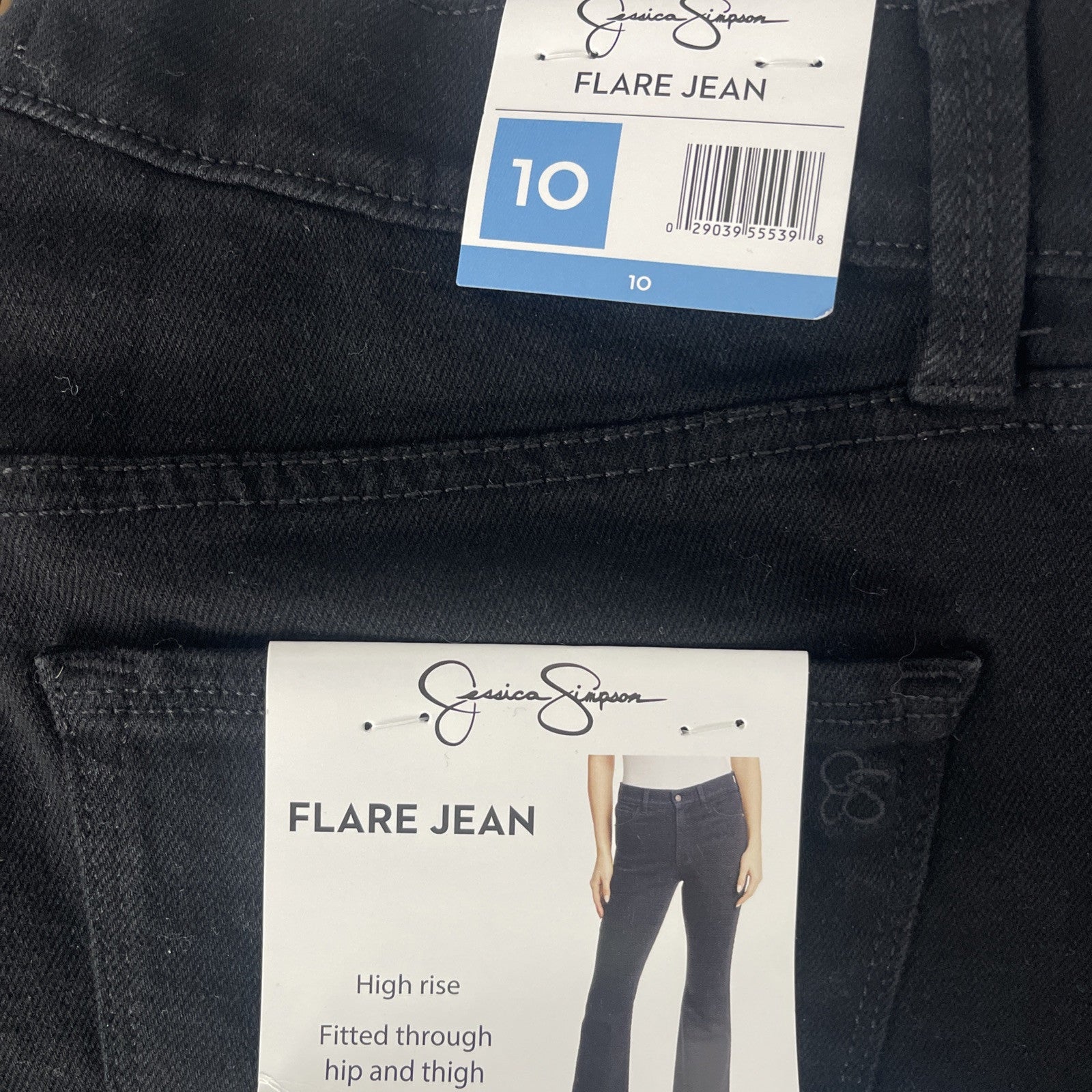 Jessica Simpson Women's High Rise Fitted Flare Jean, JJSB16035 Size 10 Black