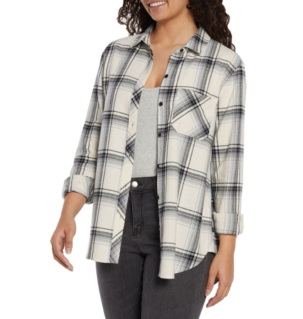 Gap Women's Soft Long Sleeve Hi-Low Hem Relaxed Fit Flannel Size S