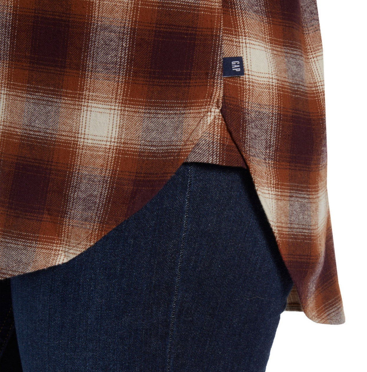 Gap Women's Soft Long Sleeve Hi-Low Hem Relaxed Fit Flannel Size M