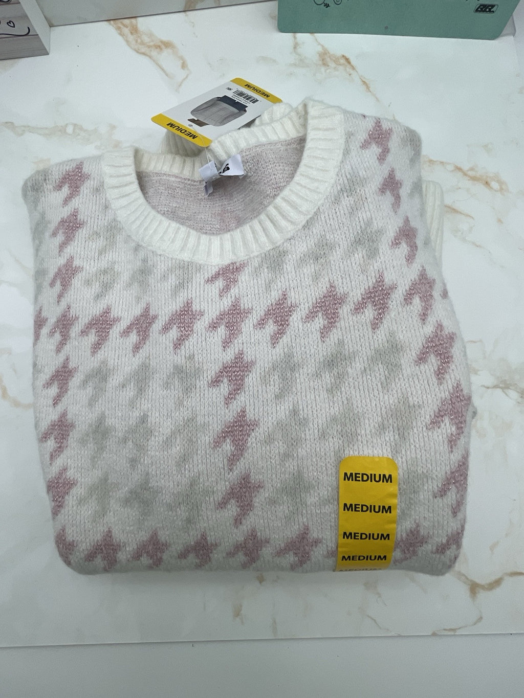 525 Women's Super Soft Crewneck Pullover Lurex Fairisle Sweater M