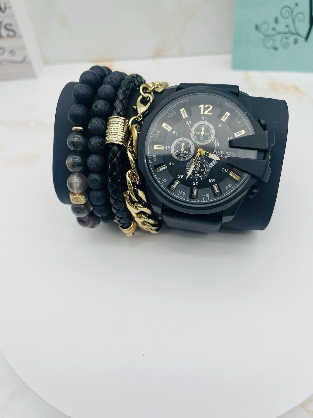 American Exchange Polyurethane Strap Watch 40mm Gift Set $40 # WH 385
