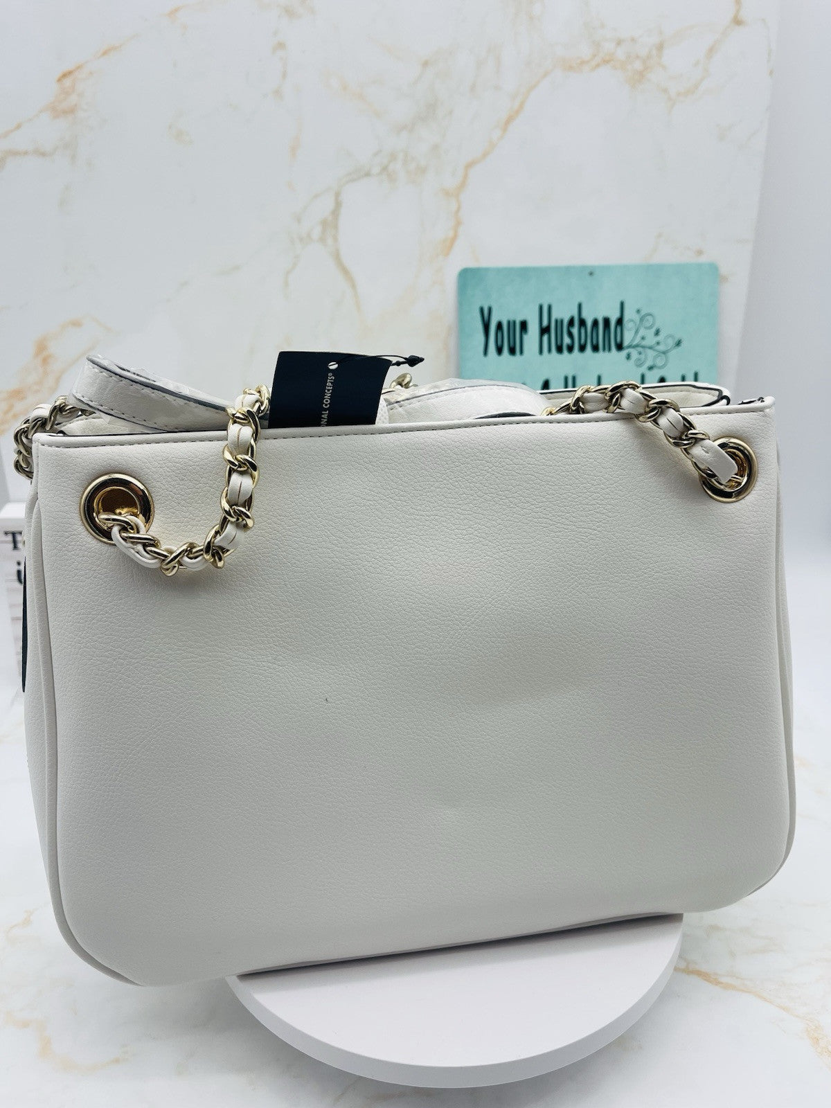INC International Concepts  Deliz Chain Shoulder handbag  Square gold Chain WM