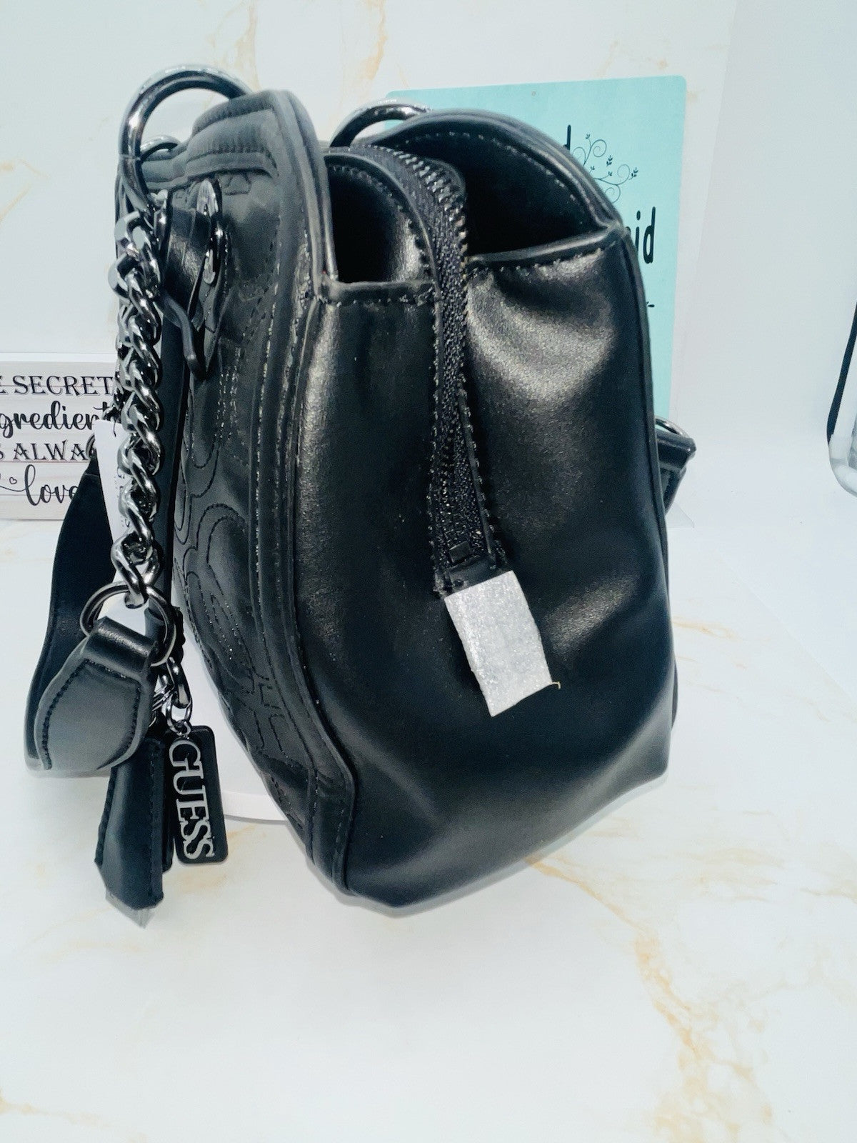 GUESS Women's New Wave Logo Girlfriend Satchel Bag Black