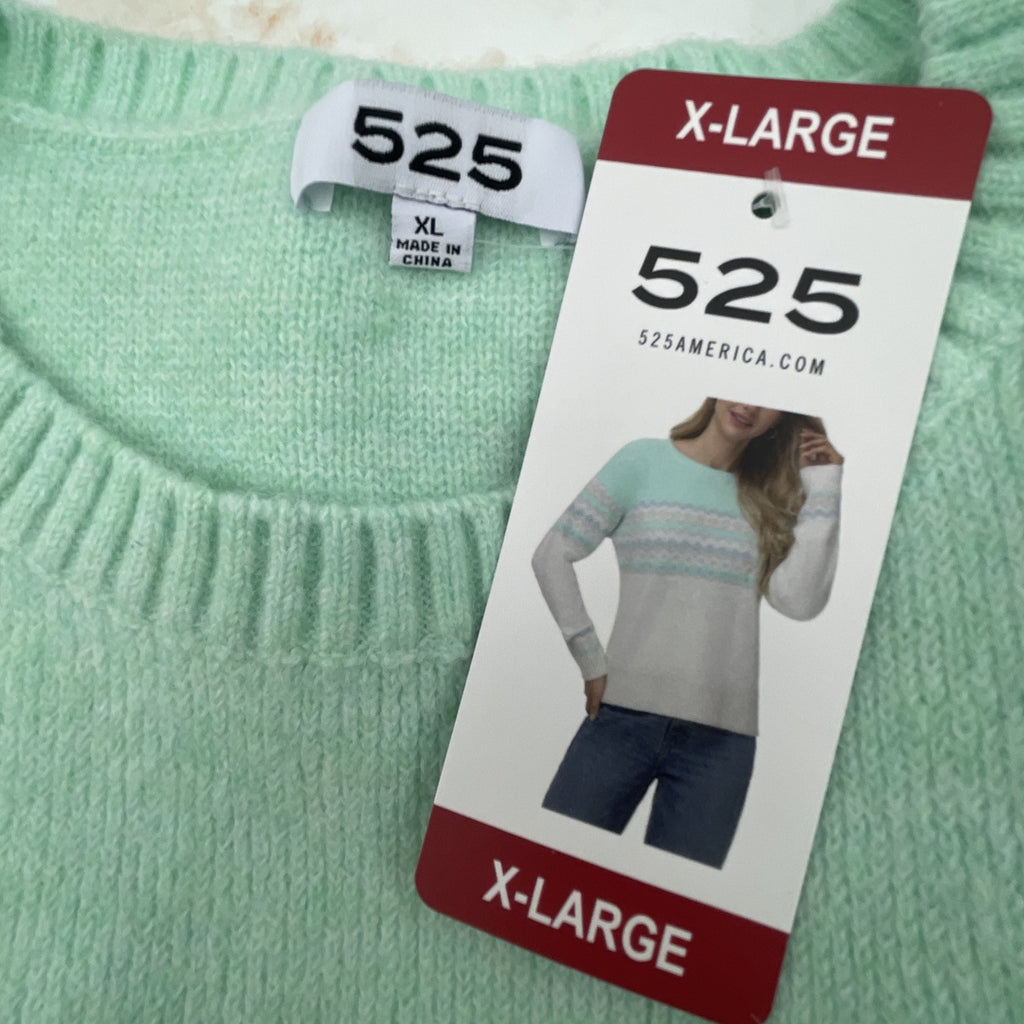 525 Women's Super Soft Crewneck Pullover Lurex Fairisle Sweater XL