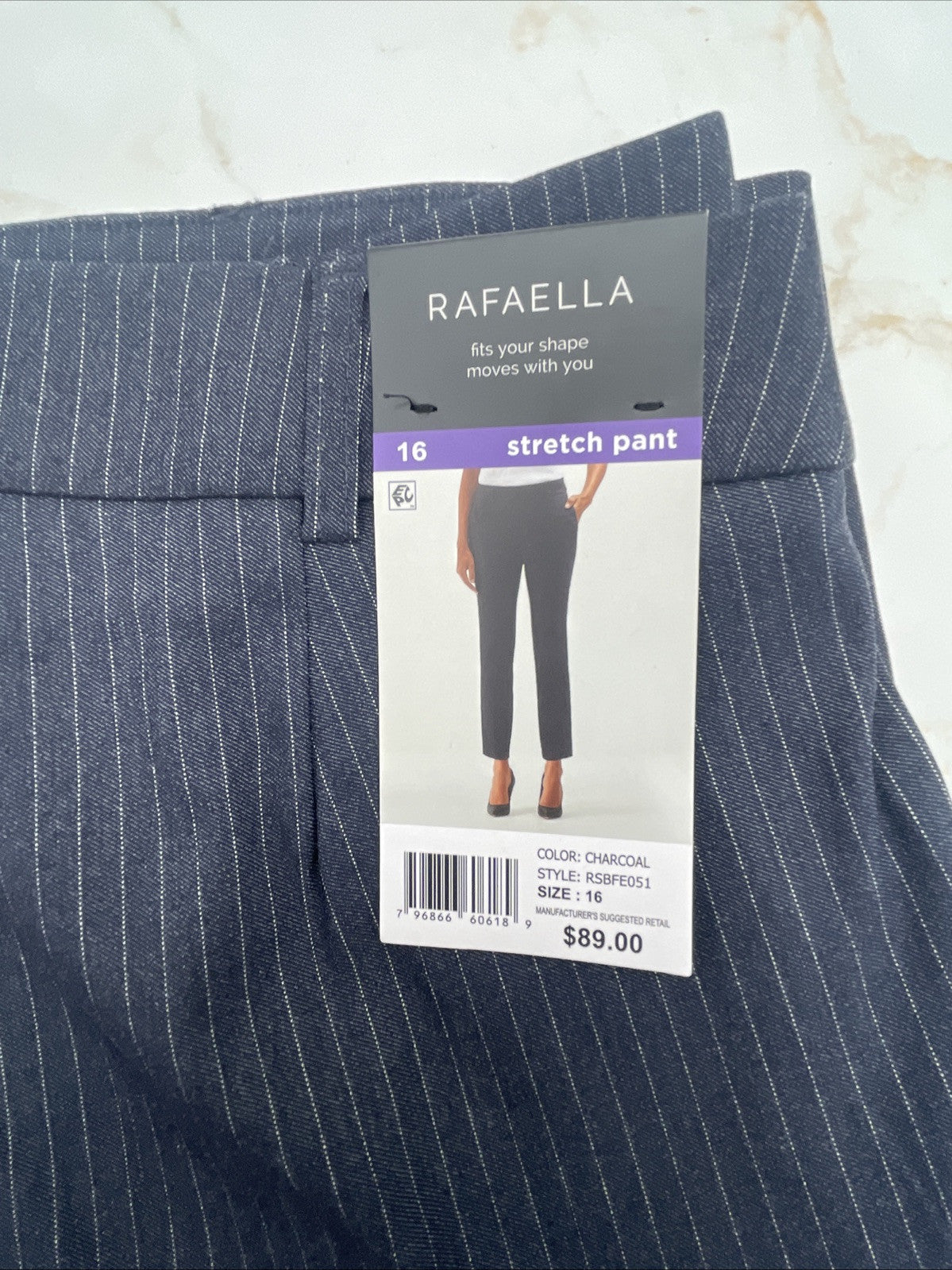 Rafaella Women’s Pull-On Belt Loops Functional Pockets Stretch Ankle Pant Sz 16