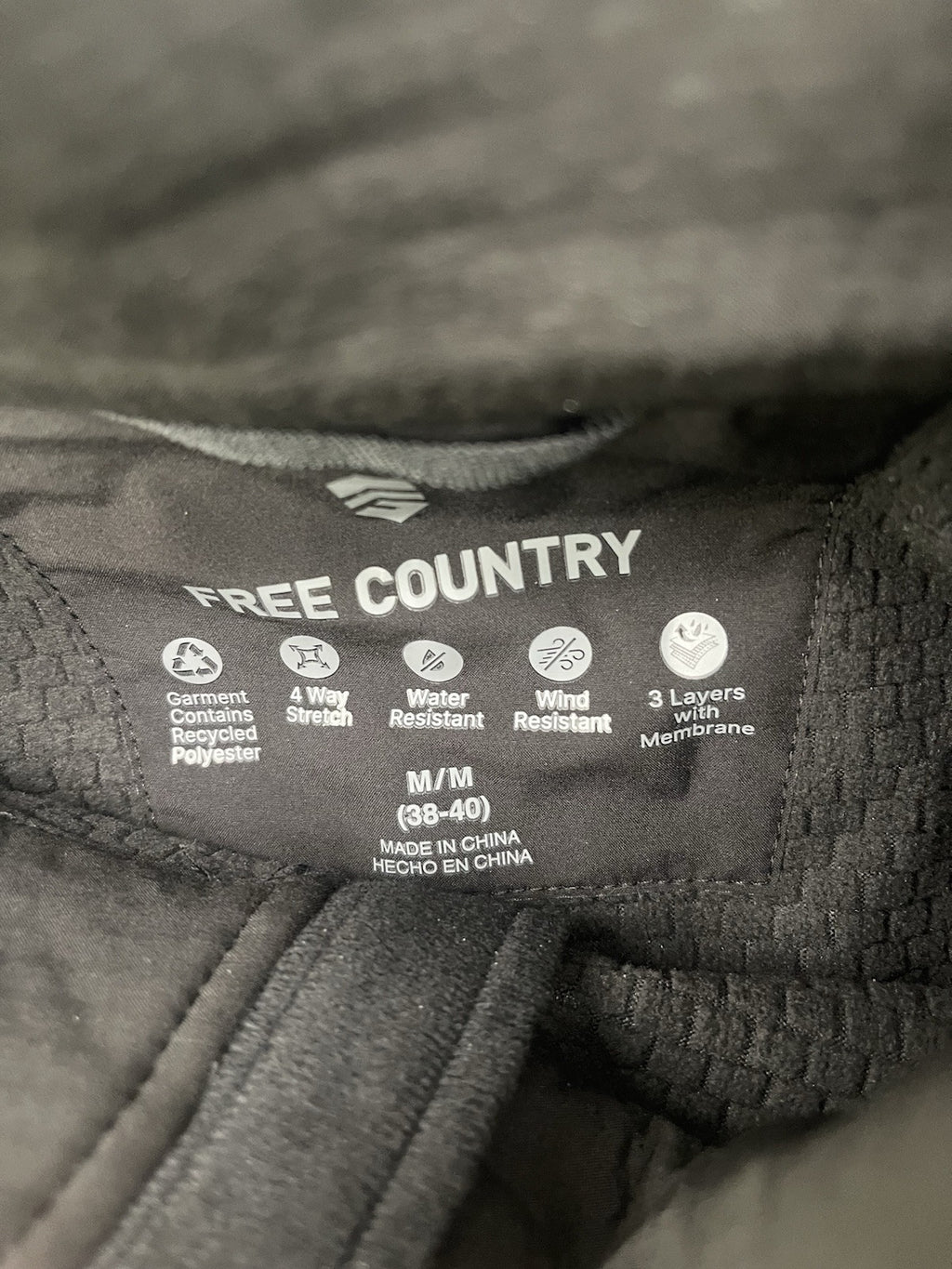Free Country Men's Stretch Wind & Water Resistant Softshell Jacket S pick Black