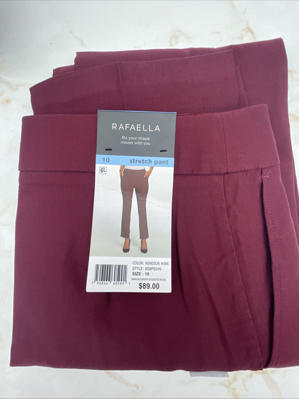 Rafaella Women’s Pull-On Belt Loops Functional Pockets Stretch Ankle Pant 10