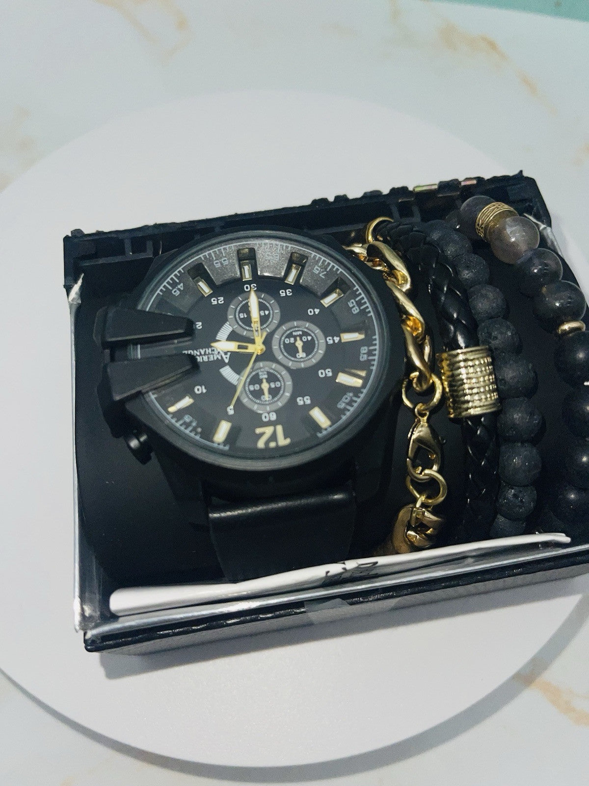 American Exchange Polyurethane Strap Watch 40mm Gift Set $40 # WH 385