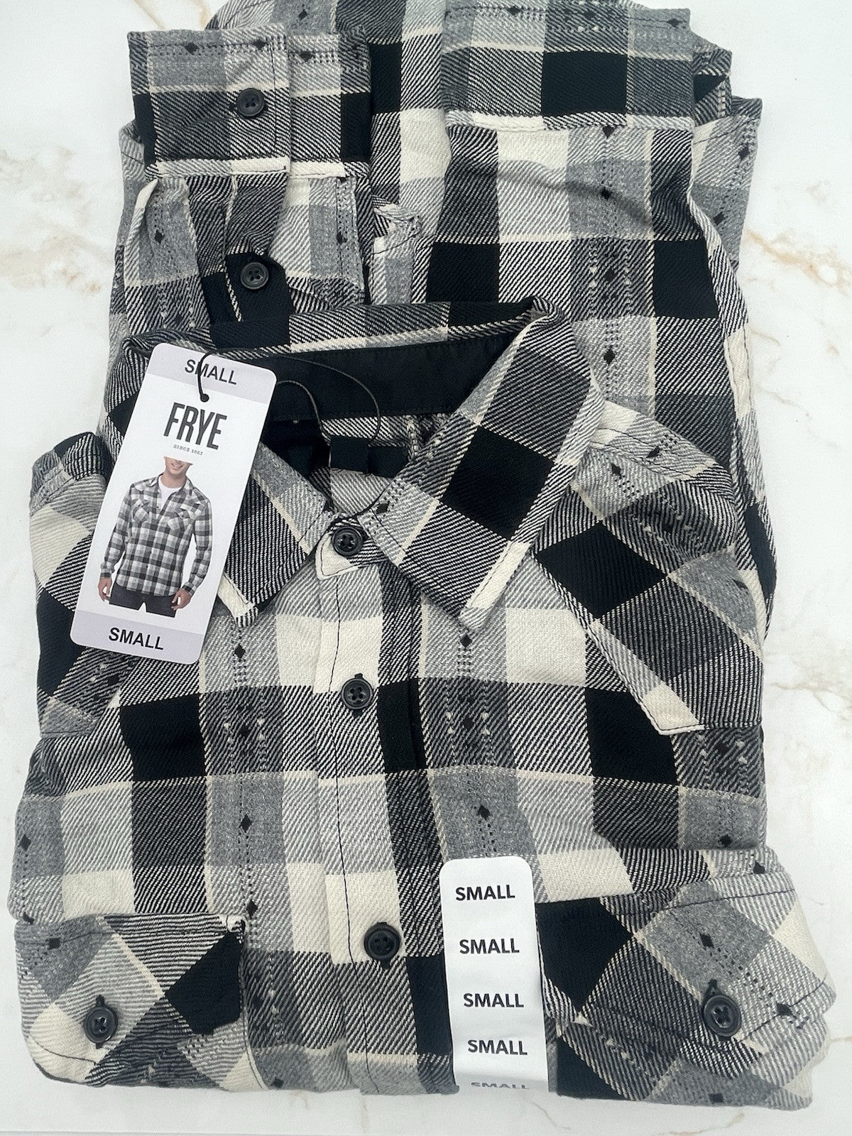 Frye Men's Jacquard Flannel  Heather Grey Size S