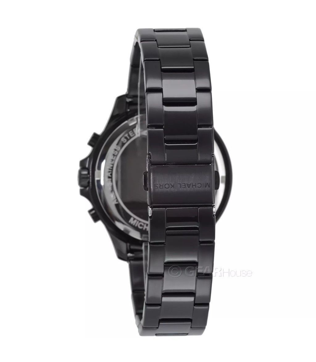 Michael Kors Greyson Mens Blackout Chronograph Watch Black Dial Stainless Steel
