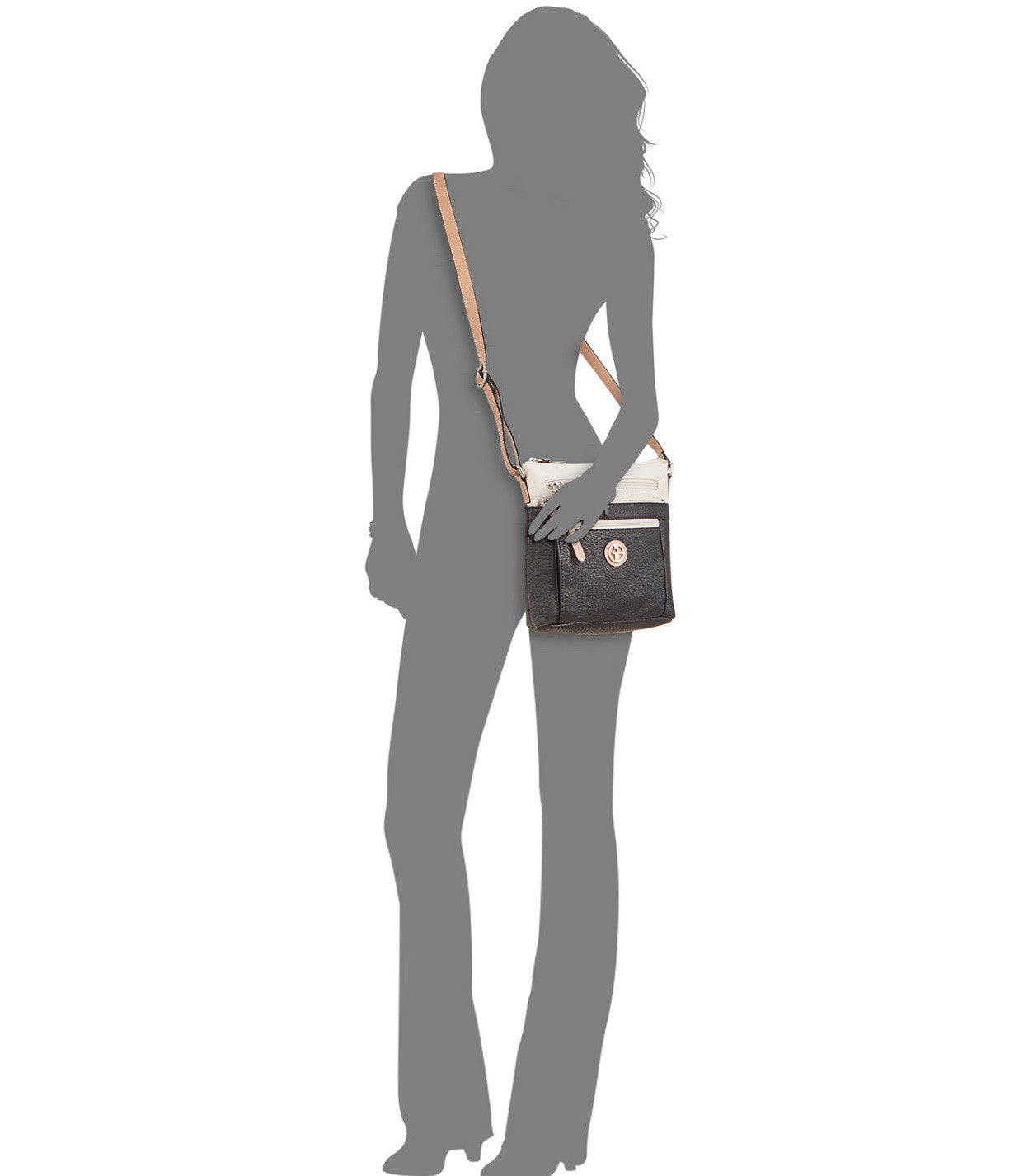GIANI BERNINI colorblock pebbled faux-leather crossbody bag - Coffee Brown Ivory