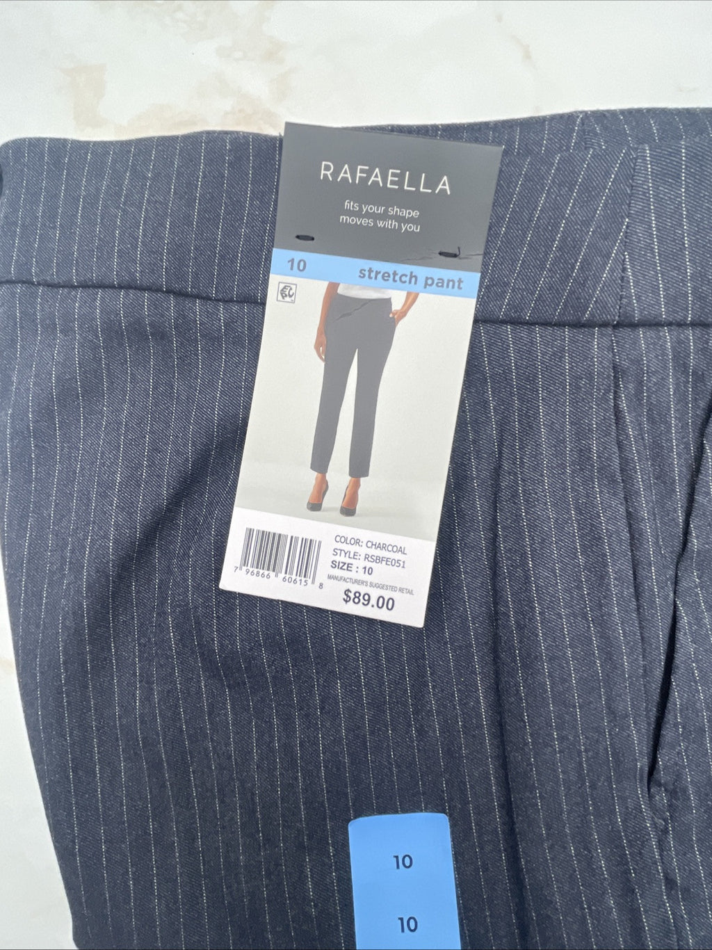 Rafaella Women’s Pull-On Belt Loops Functional Pockets Stretch Ankle Pant Sz 10
