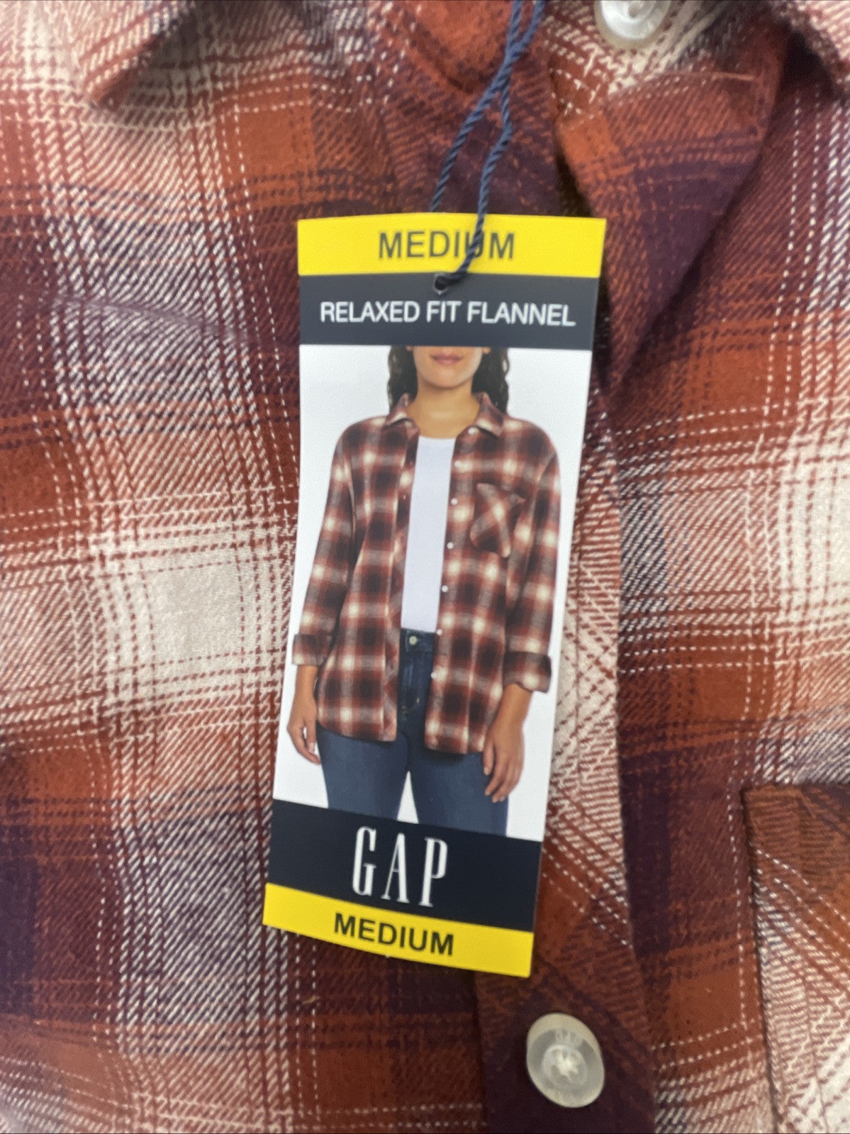 Gap Women's Soft Long Sleeve Hi-Low Hem Relaxed Fit Flannel Size M