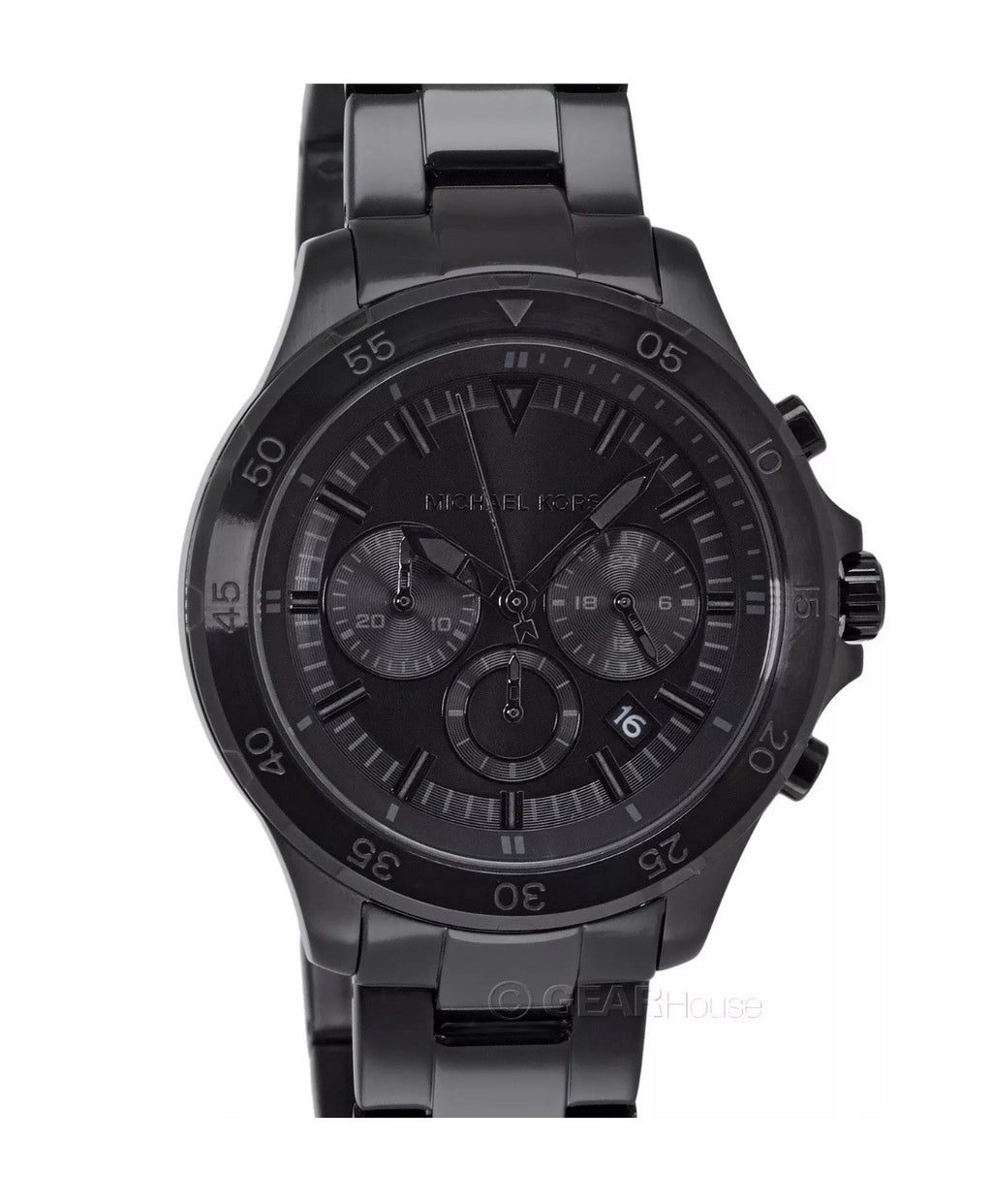 Michael Kors Greyson Mens Blackout Chronograph Watch Black Dial Stainless Steel