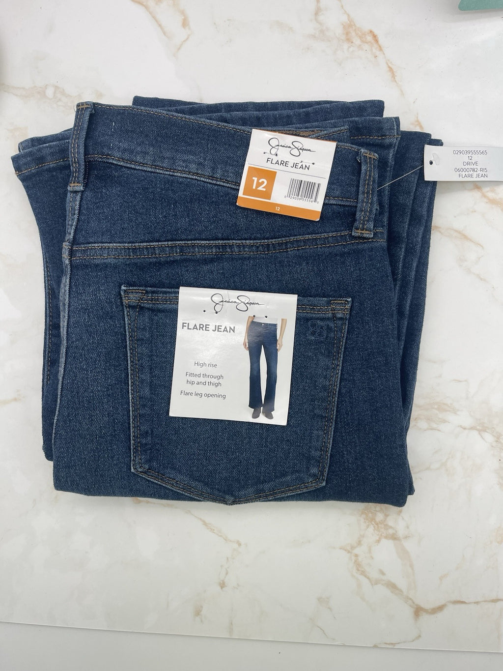 Jessica Simpson Women's High Rise Fitted Flare Jean, JJSB16035 Sz 12 Blue Drive