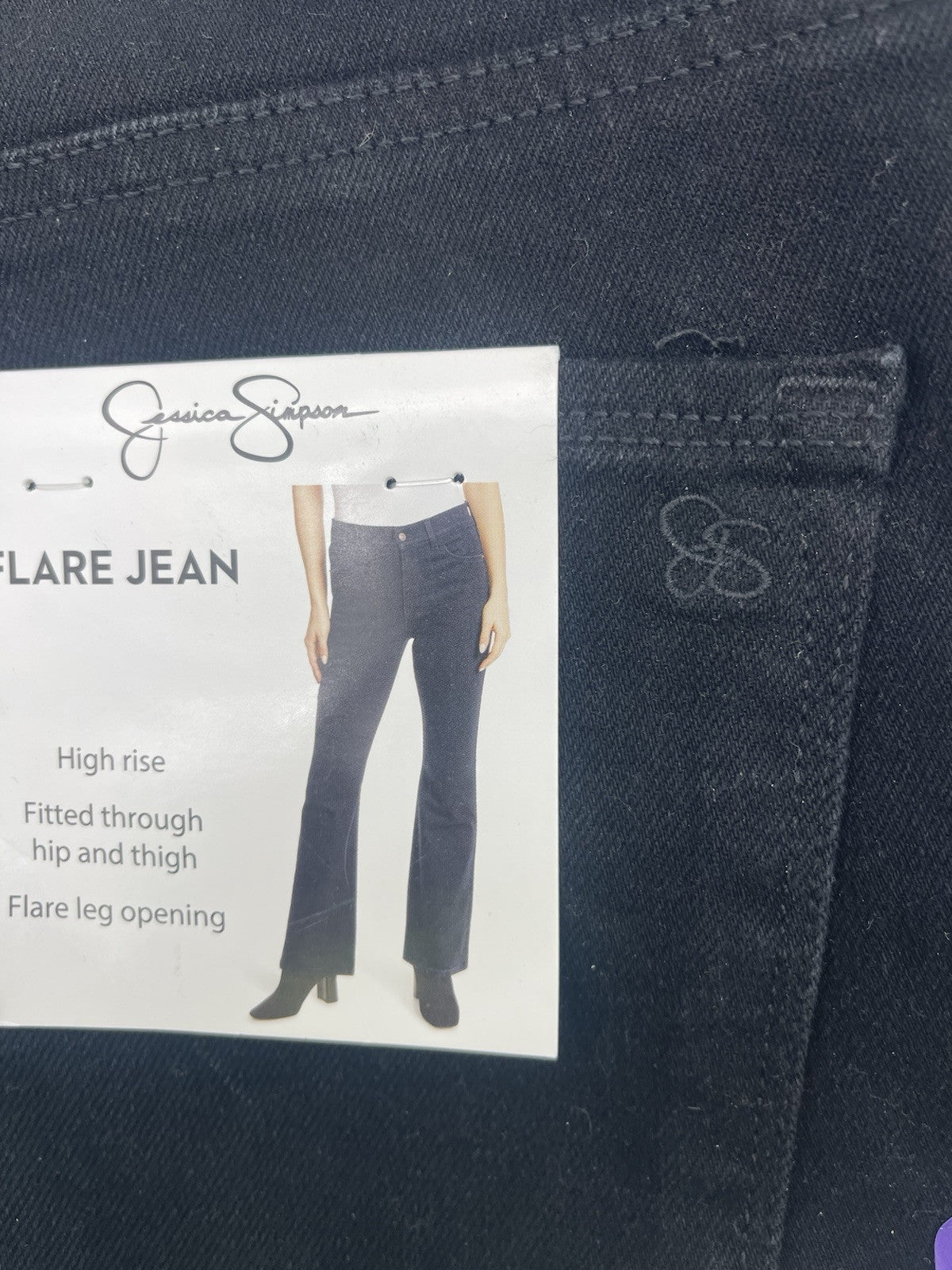 Jessica Simpson Women's High Rise Fitted Flare Jean, JJSB16035 Size 10 Black