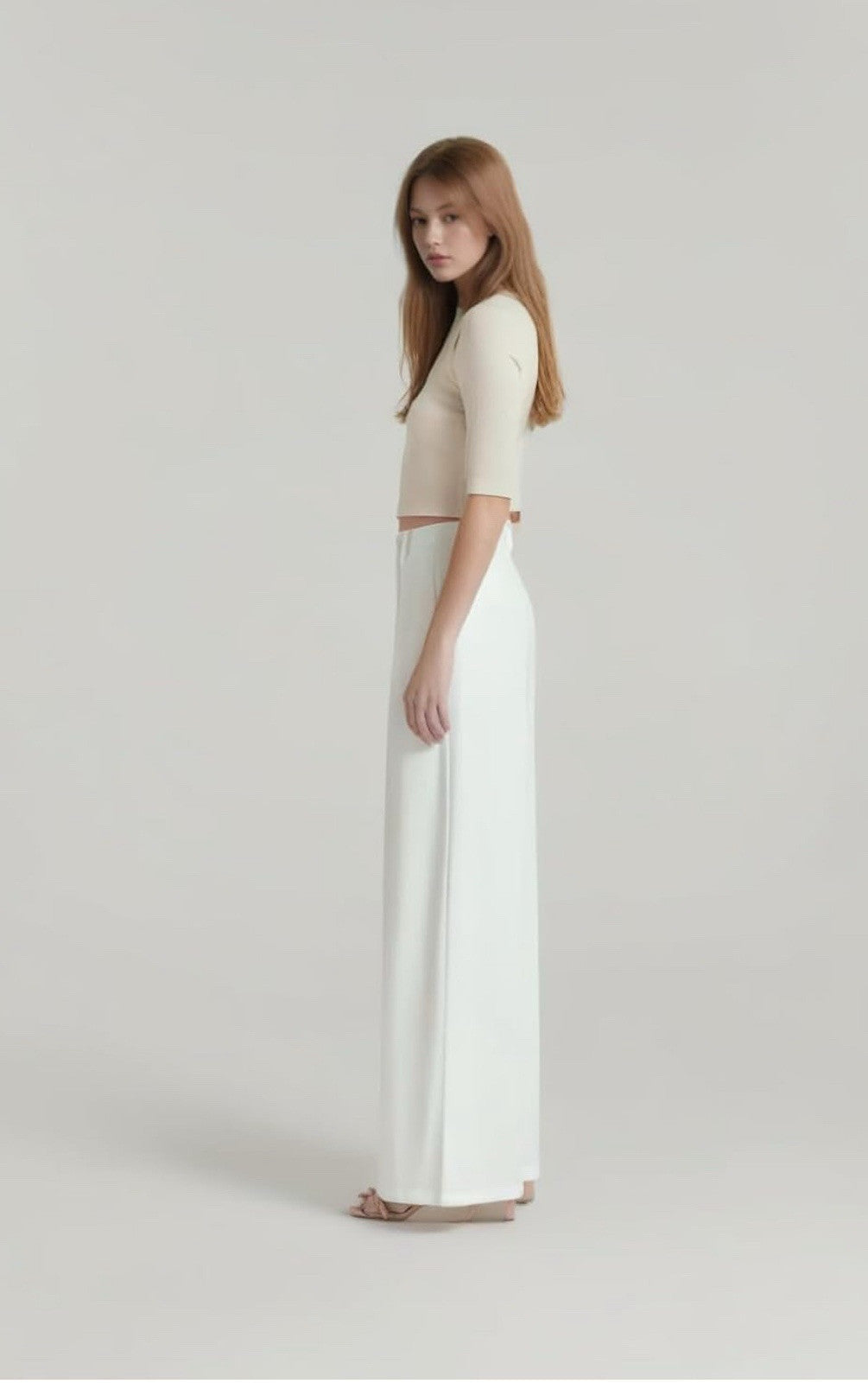 French Connection Ladies Wide Leg Classic Pleat Dress Trouser White Size M