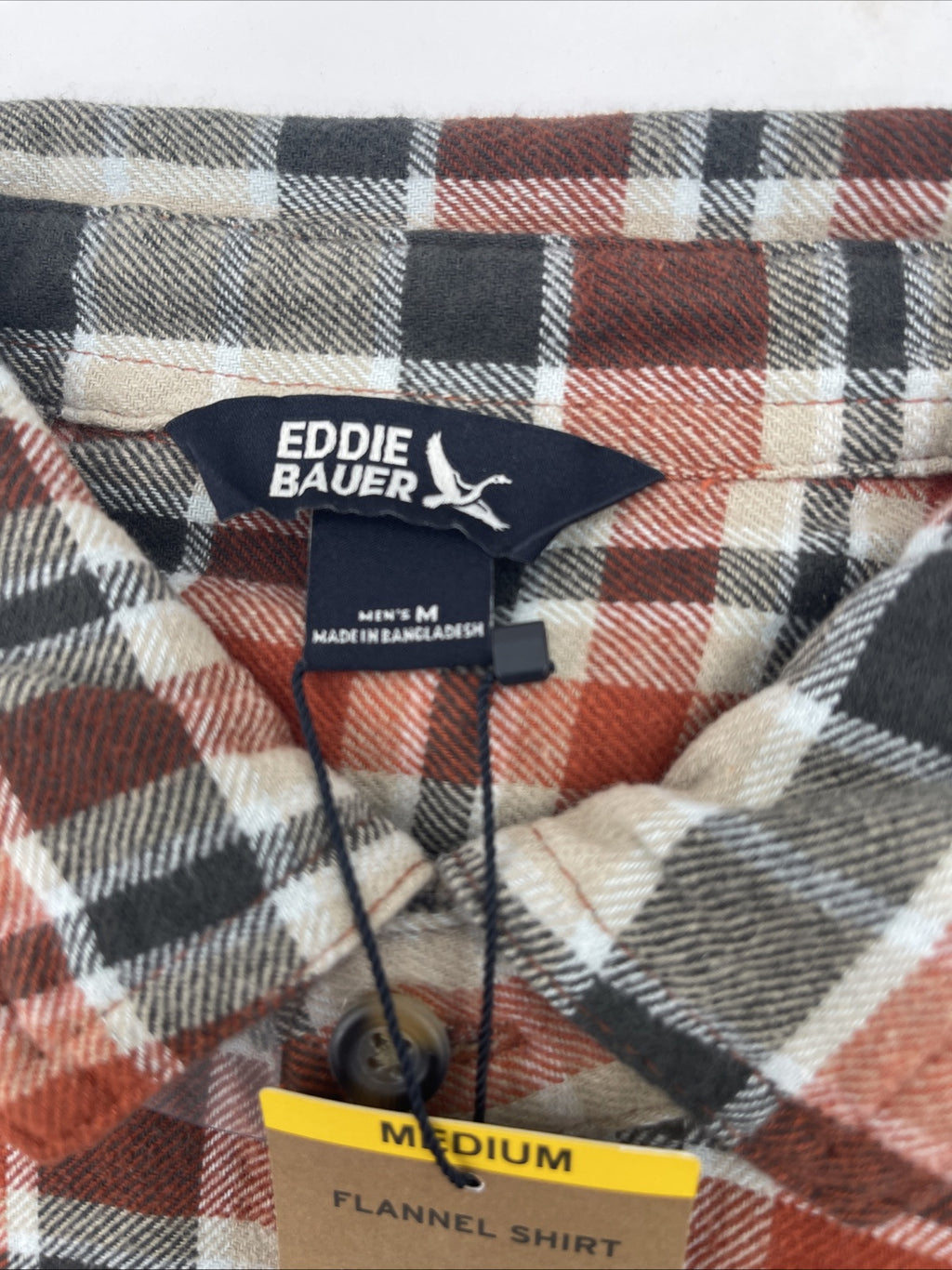 Eddie Bauer Men's 100% Cotton Easy Care Warm Brushed Twill Flannel Shirt Size M