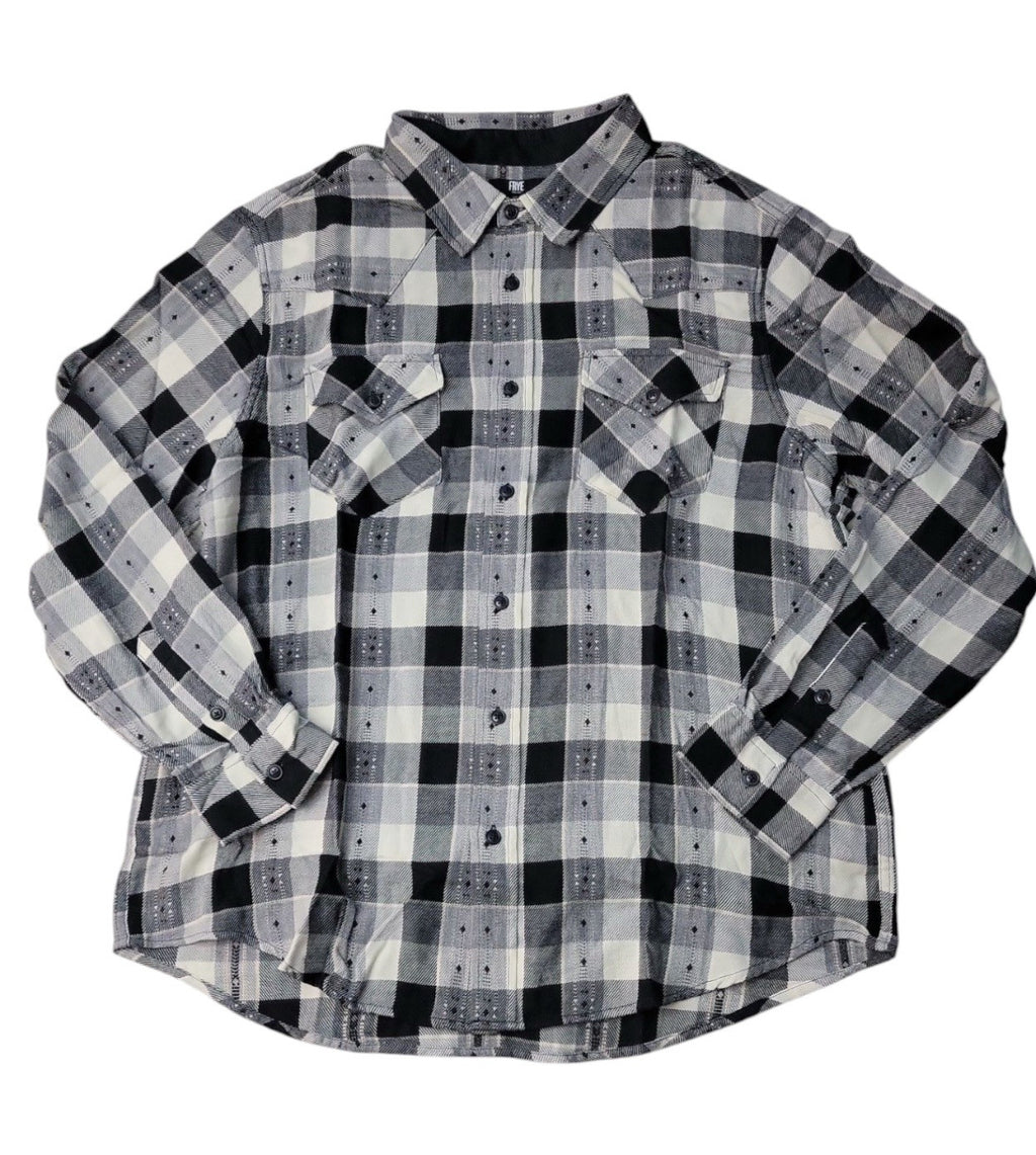 Frye Men's Jacquard Flannel  Heather Grey Size M