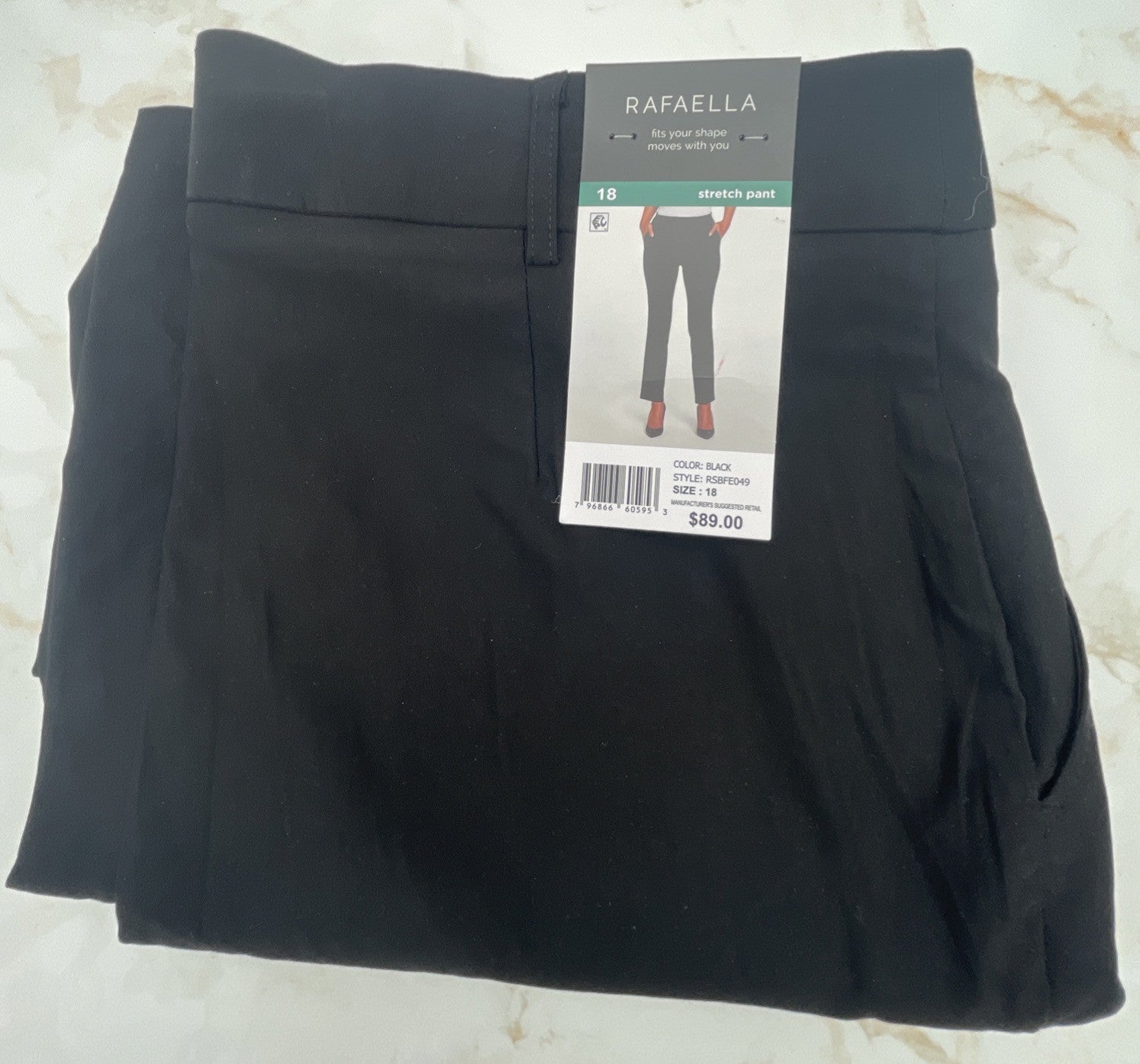 Rafaella Women's Pull-On Stretch Ankle Pant Size 18 Black