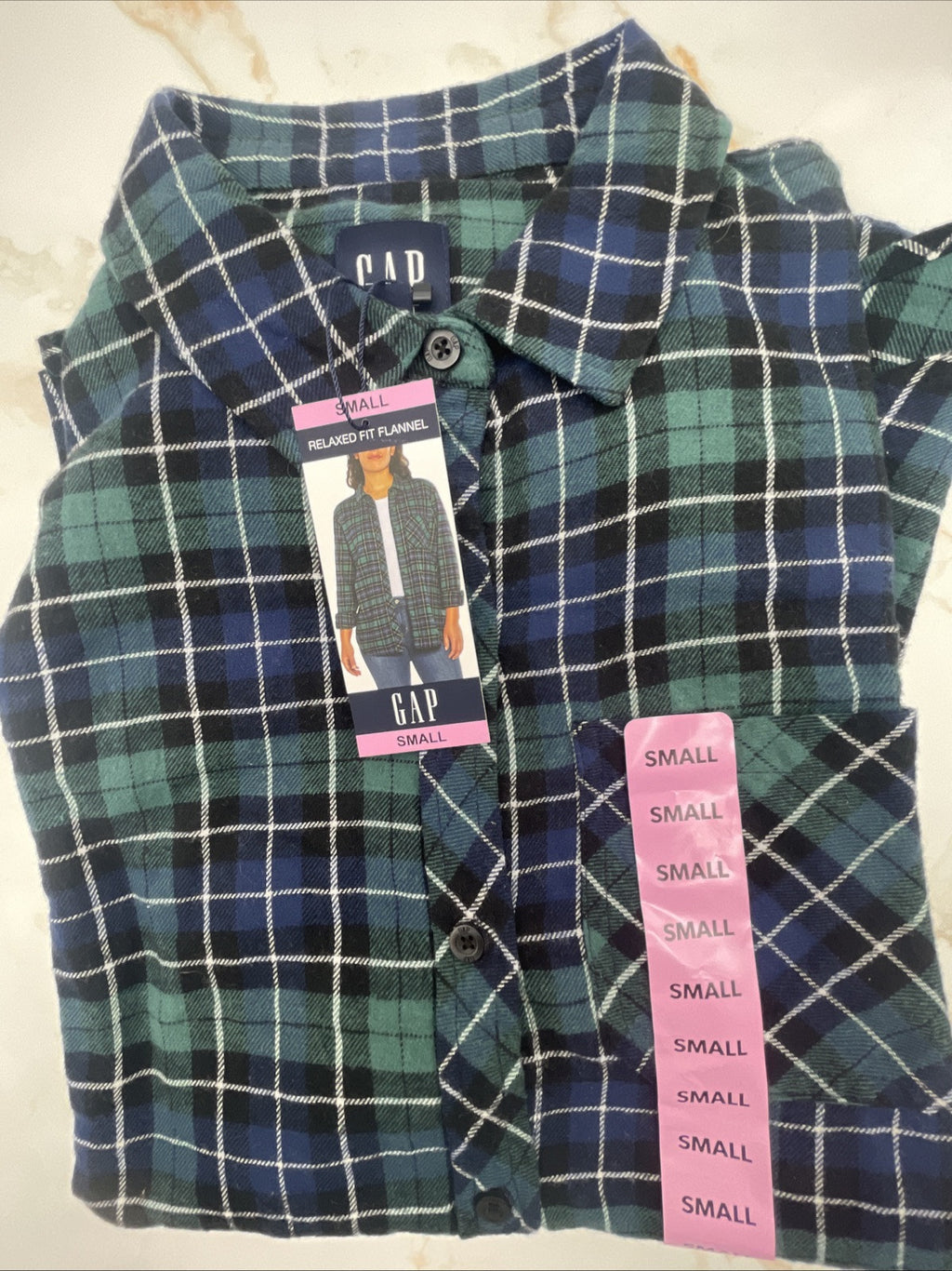 Gap Women's Soft Long Sleeve Hi-Low Hem Relaxed Fit Flannel Size S