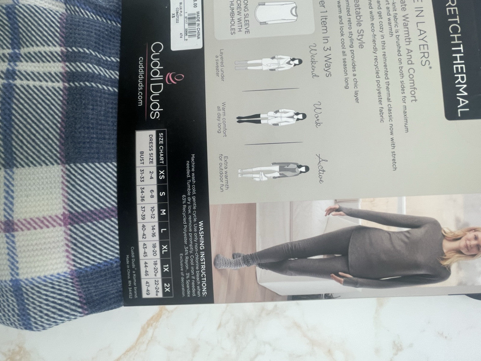 Women's Cuddl Duds® Stretch Thermal Long Sleeve Crew Top XS