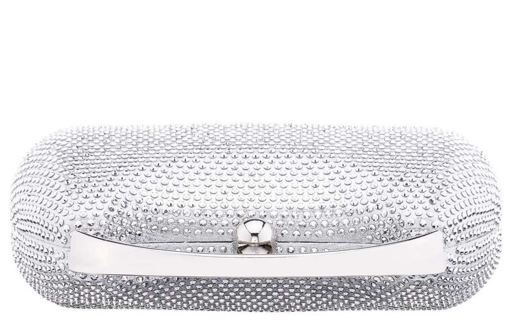 BRANDO  SILVER CRYSTAL MINAUDIERE WITH METAL HANDLE