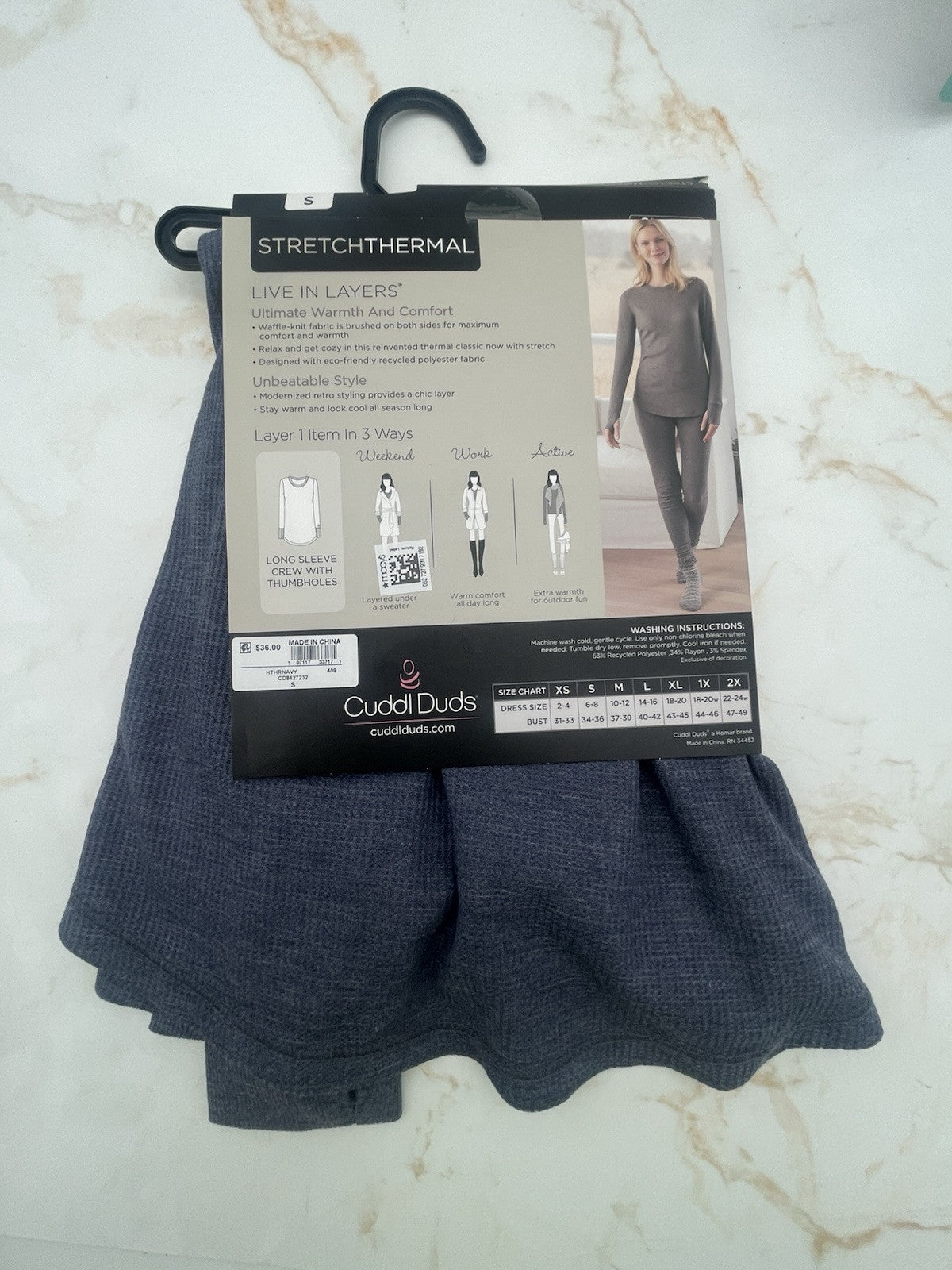 Women's Cuddl Duds® Stretch Thermal Long Sleeve Crew Top S