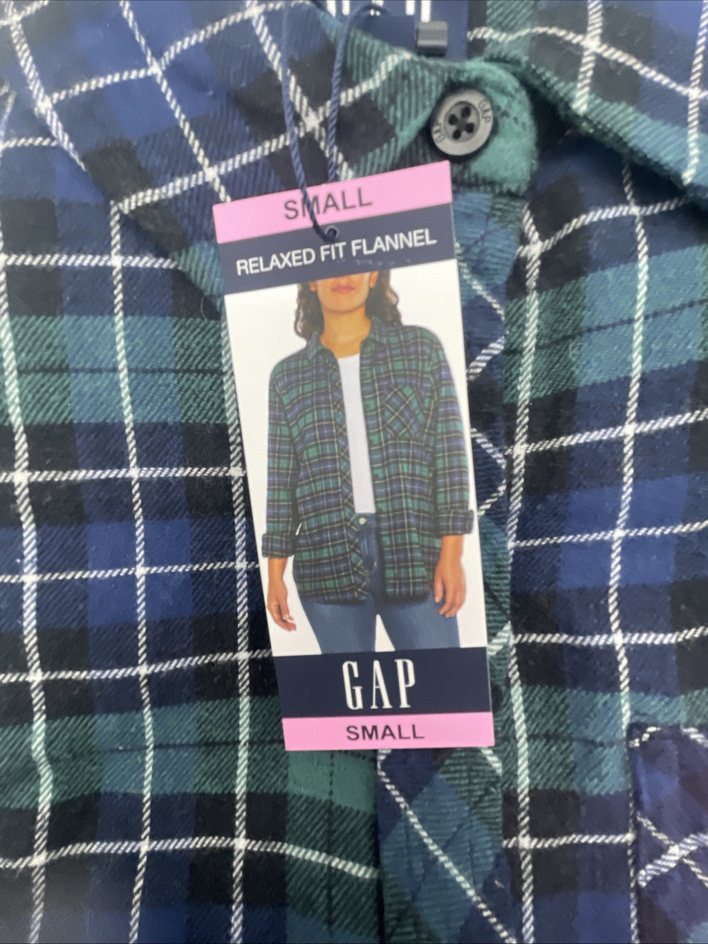 Gap Women's Soft Long Sleeve Hi-Low Hem Relaxed Fit Flannel Size S