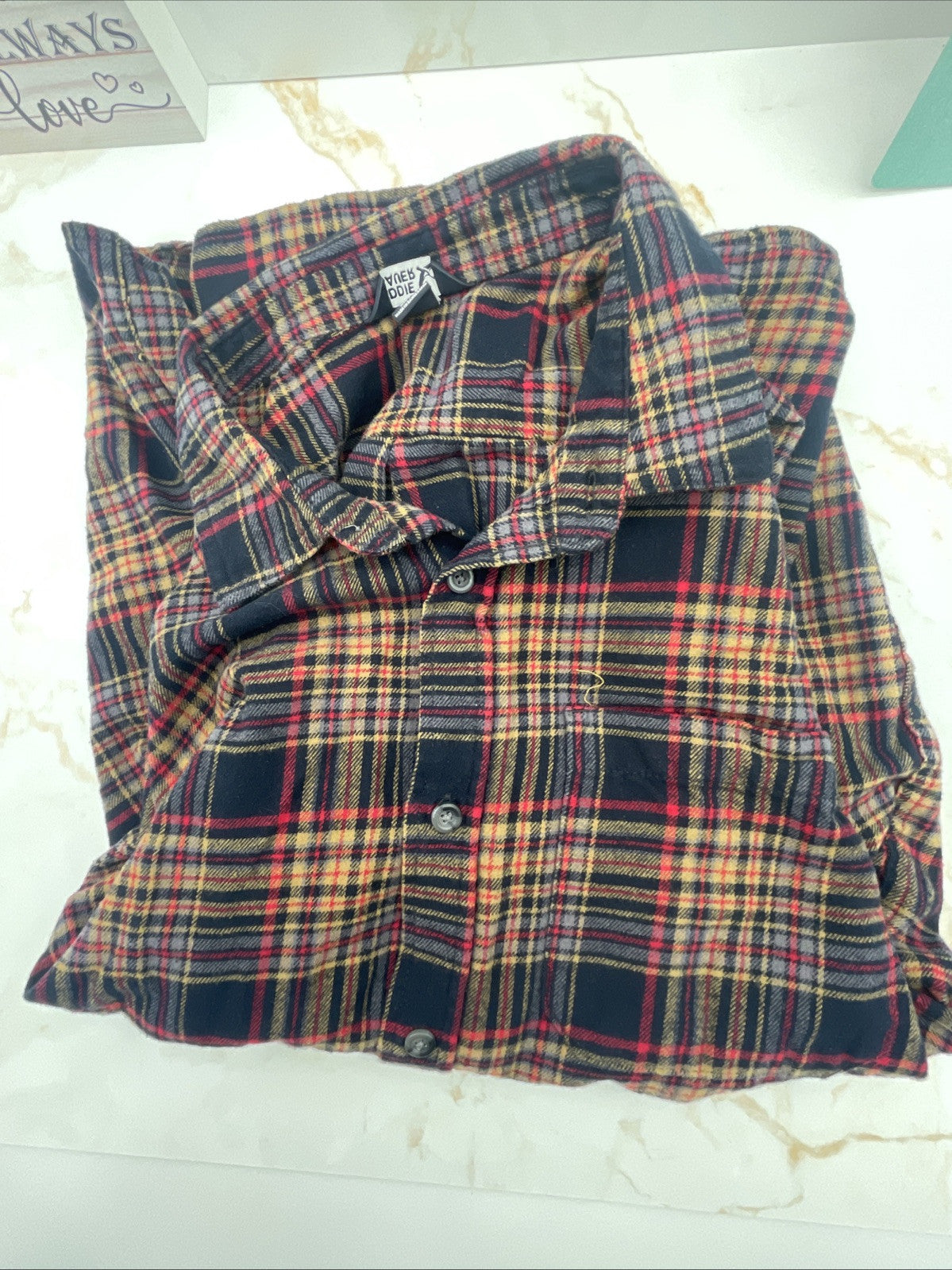Eddie Bauer Men's 100% Cotton Easy Care Warm Brushed Twill Flannel Shirt Size XL