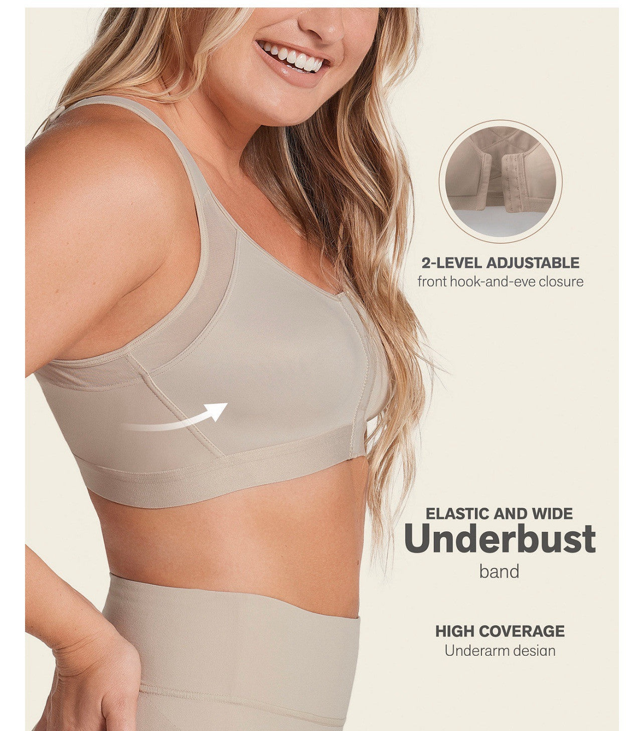 LEONISA Multi Functional Back Support Posture Corrector Wireless Bra 011473 36 B