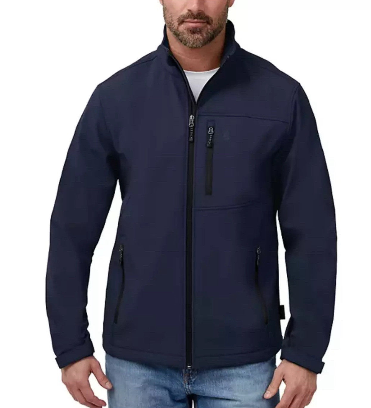 Free Country Men's Navy Stretch Wind & Water Resistant Softshell Jacket S