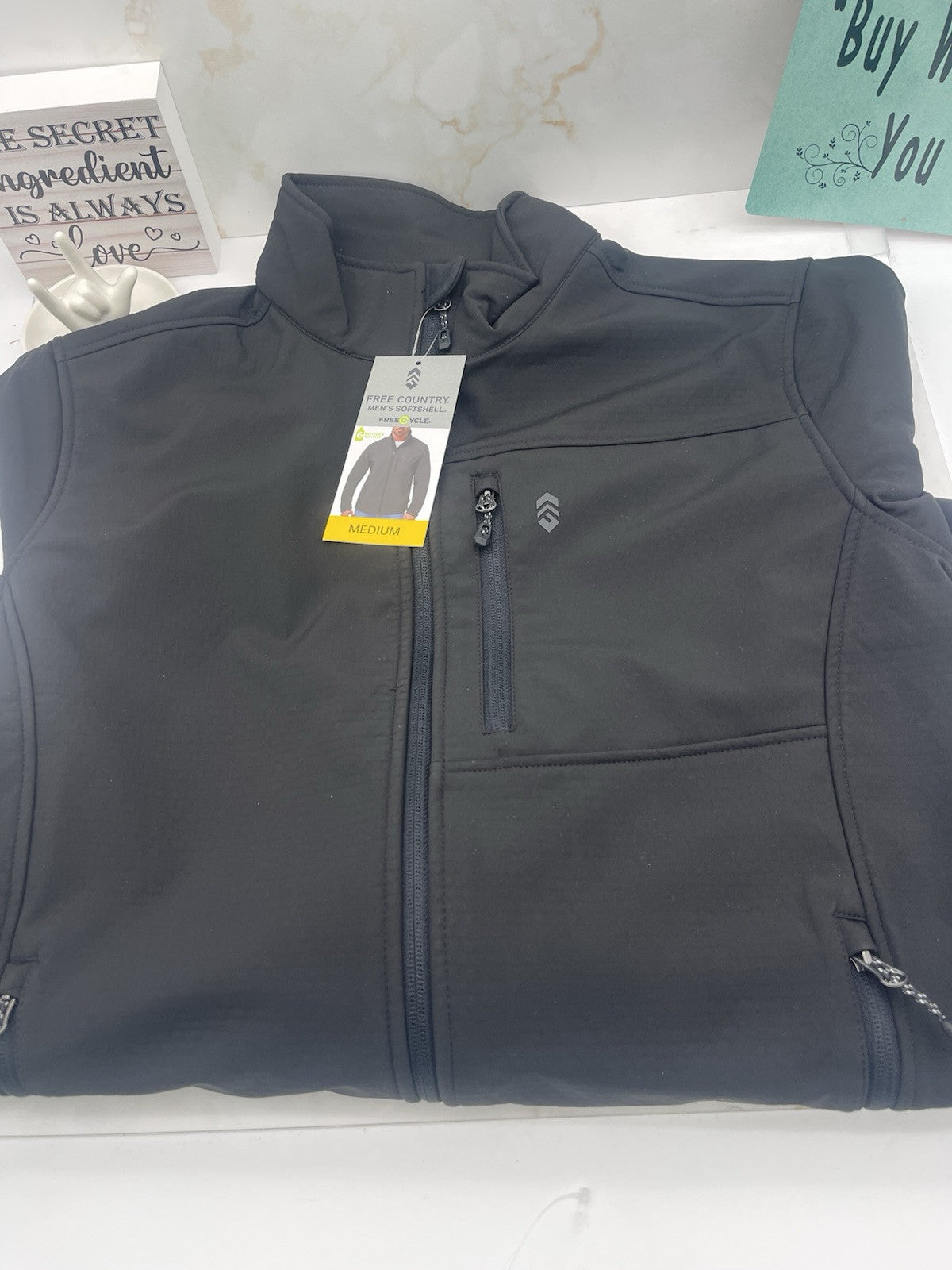 Free Country Men's Stretch Wind & Water Resistant Softshell Jacket S pick Black