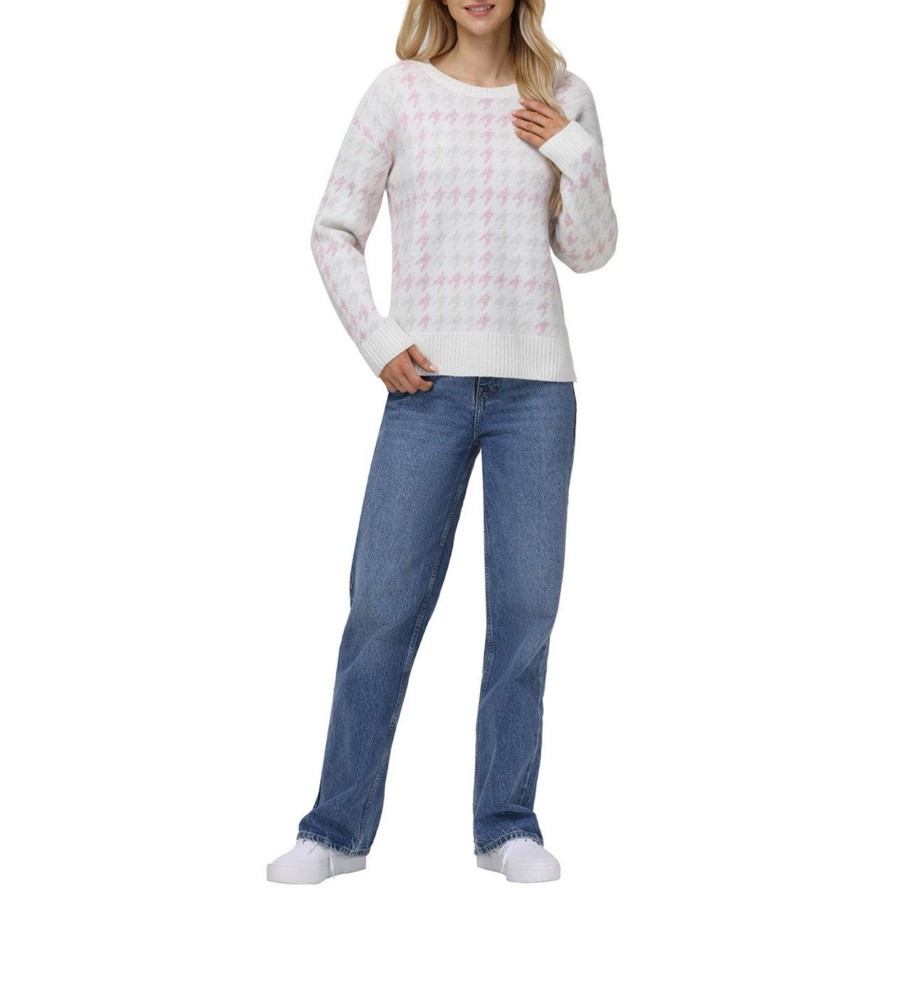 525 Women's Super Soft Crewneck Pullover Lurex Fairisle Sweater M