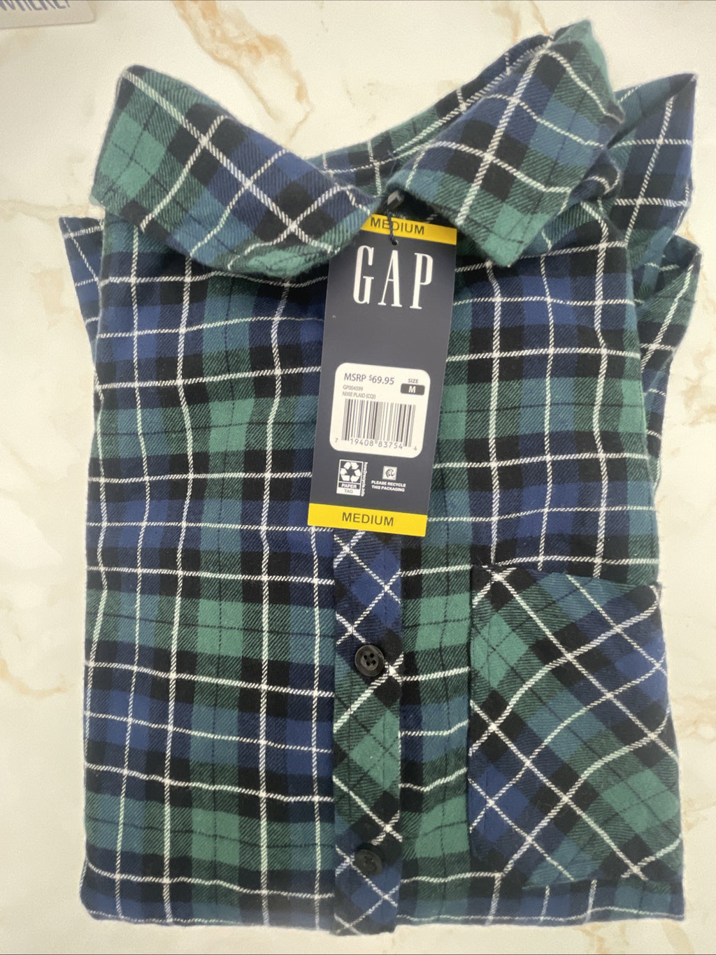 Gap Women's Soft Long Sleeve Hi-Low Hem Relaxed Fit Flannel Size M