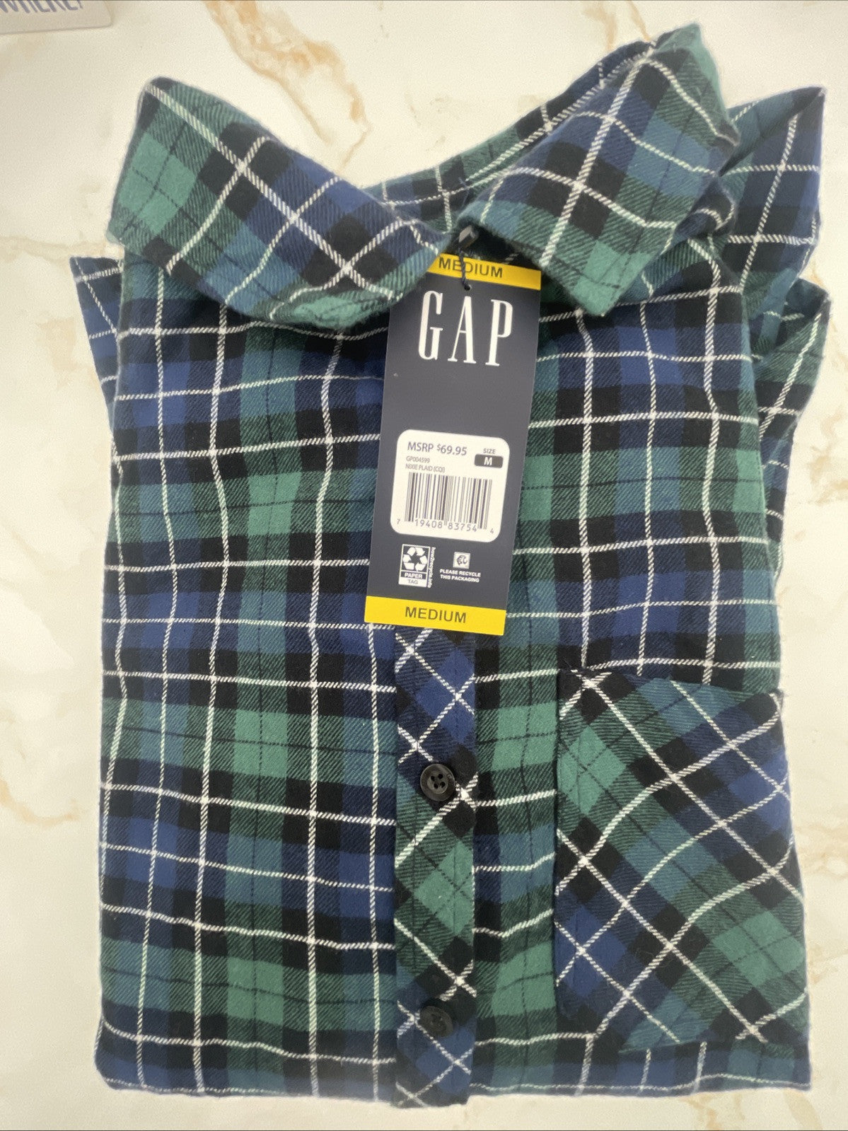 Gap Women's Soft Long Sleeve Hi-Low Hem Relaxed Fit Flannel Size M