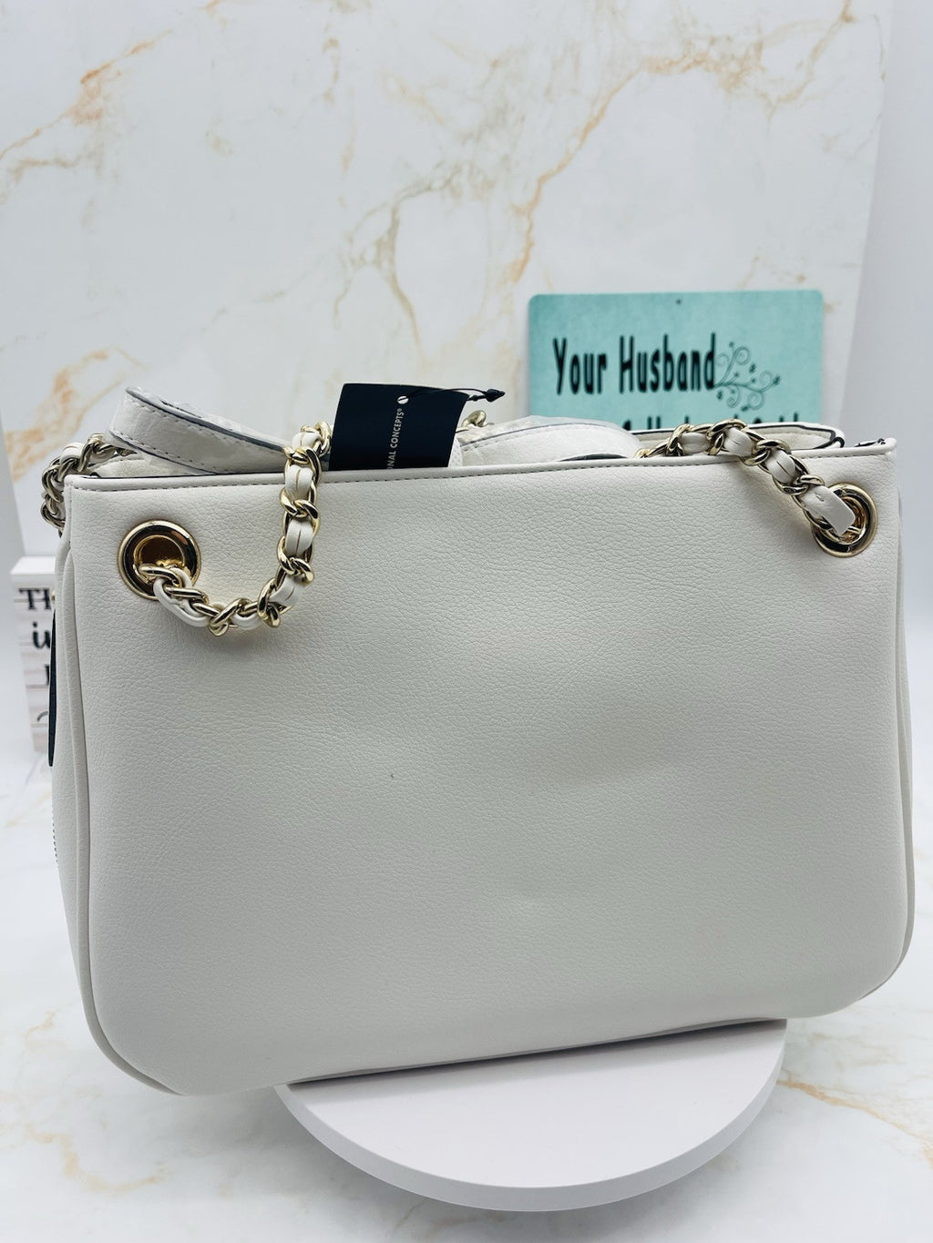 INC International Concepts  Deliz Chain Shoulder handbag  Square gold Chain WM