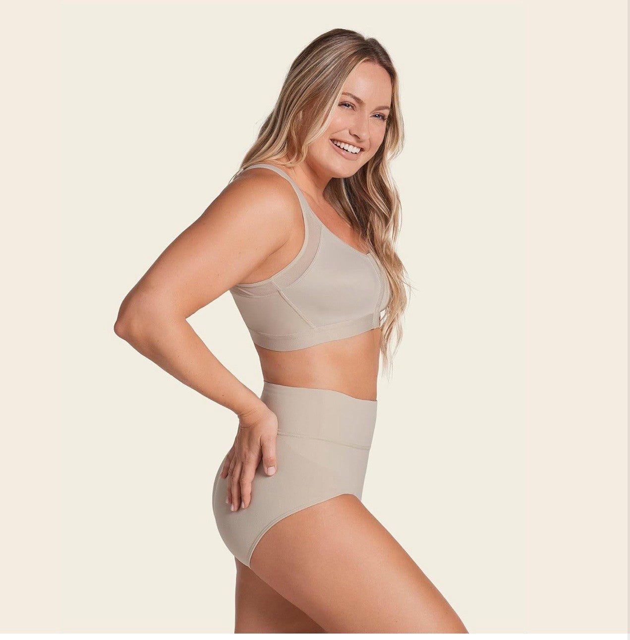 Leonisa Women's Front Closure Posture Corrector Bra, Light Beige 40 DD